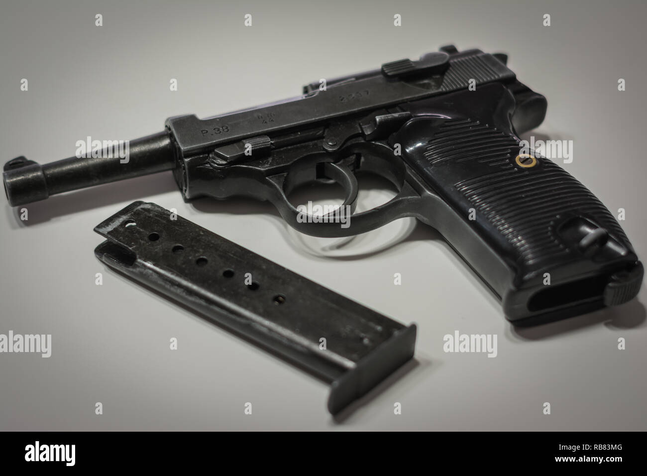 the nazi germany military automatic pistol with a magazine. World war 2 weapon Stock Photo