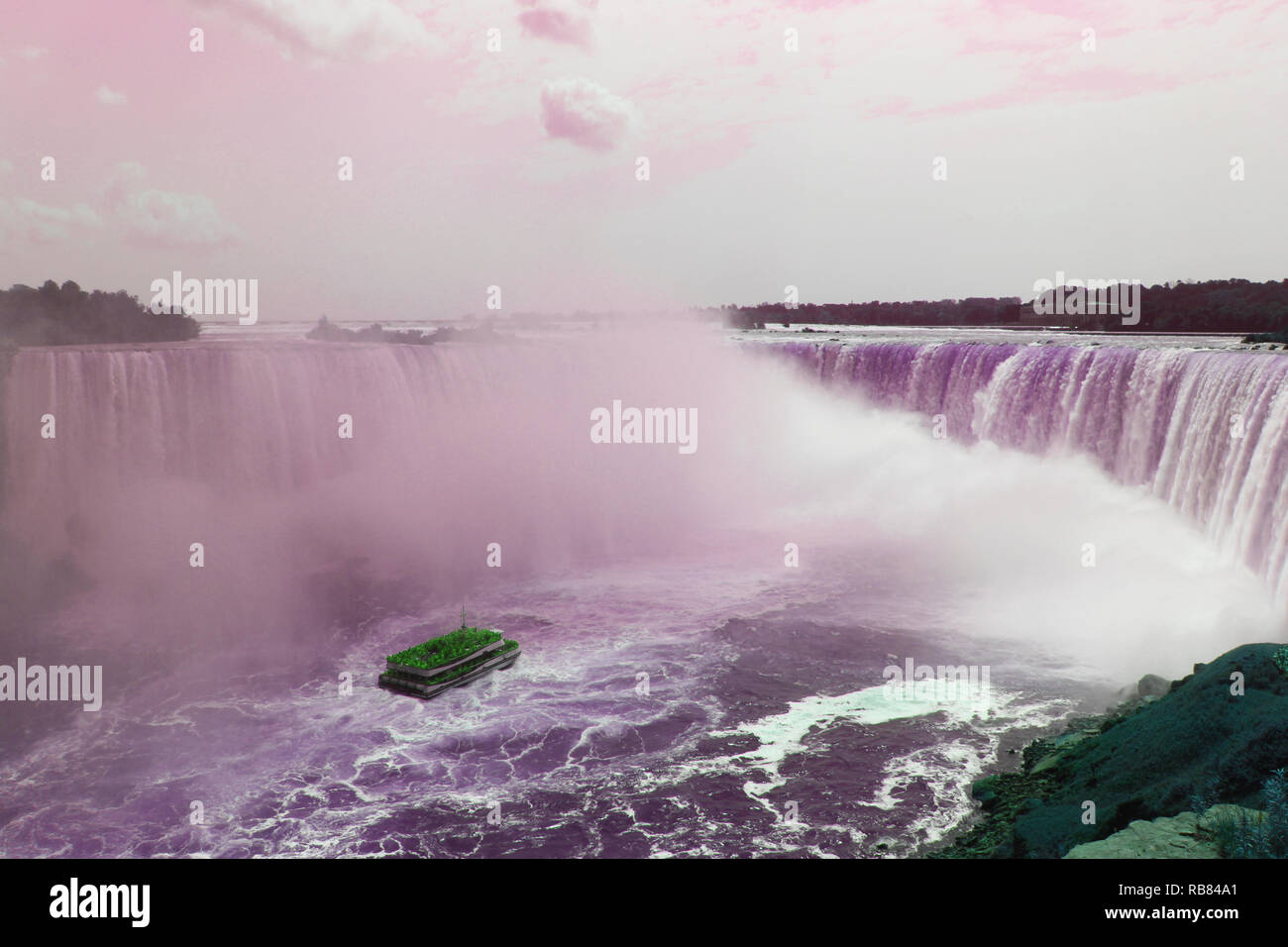 Color Edit of the Niagara Falls in Ontario, Canada. Stock Photo