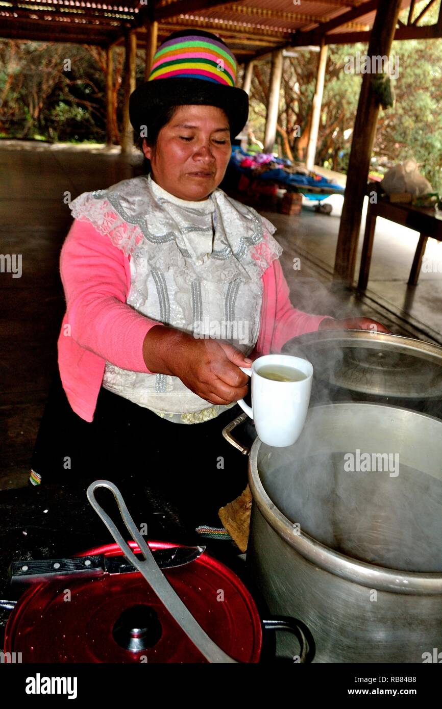 Peasant community restaurant - Llanganuco lagoons  - National park HUASCARAN. Department of Ancash.PERU                    Stock Photo