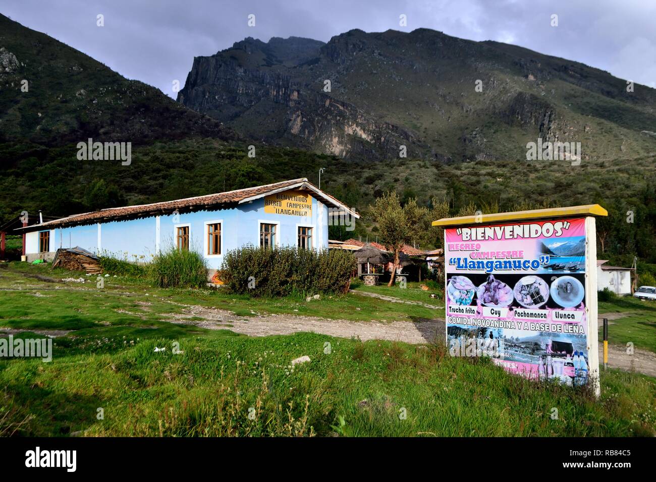 Traditional restaurant in Humacchuco  - National park HUASCARAN. Department of Ancash.PERU                    Stock Photo
