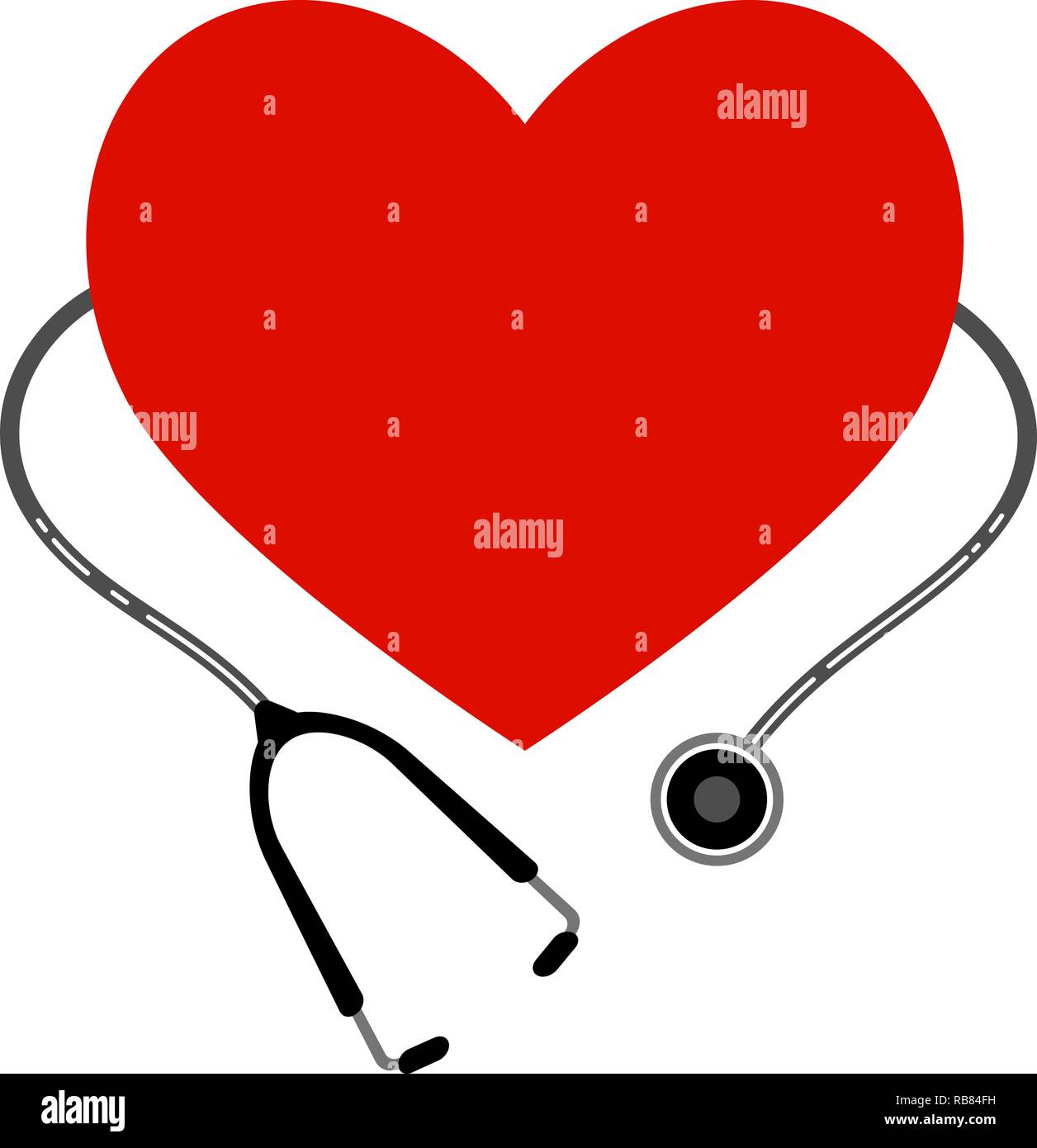 Heart with a stethoscope. Vector icon isolated on white background. Eps 10 Stock Vector