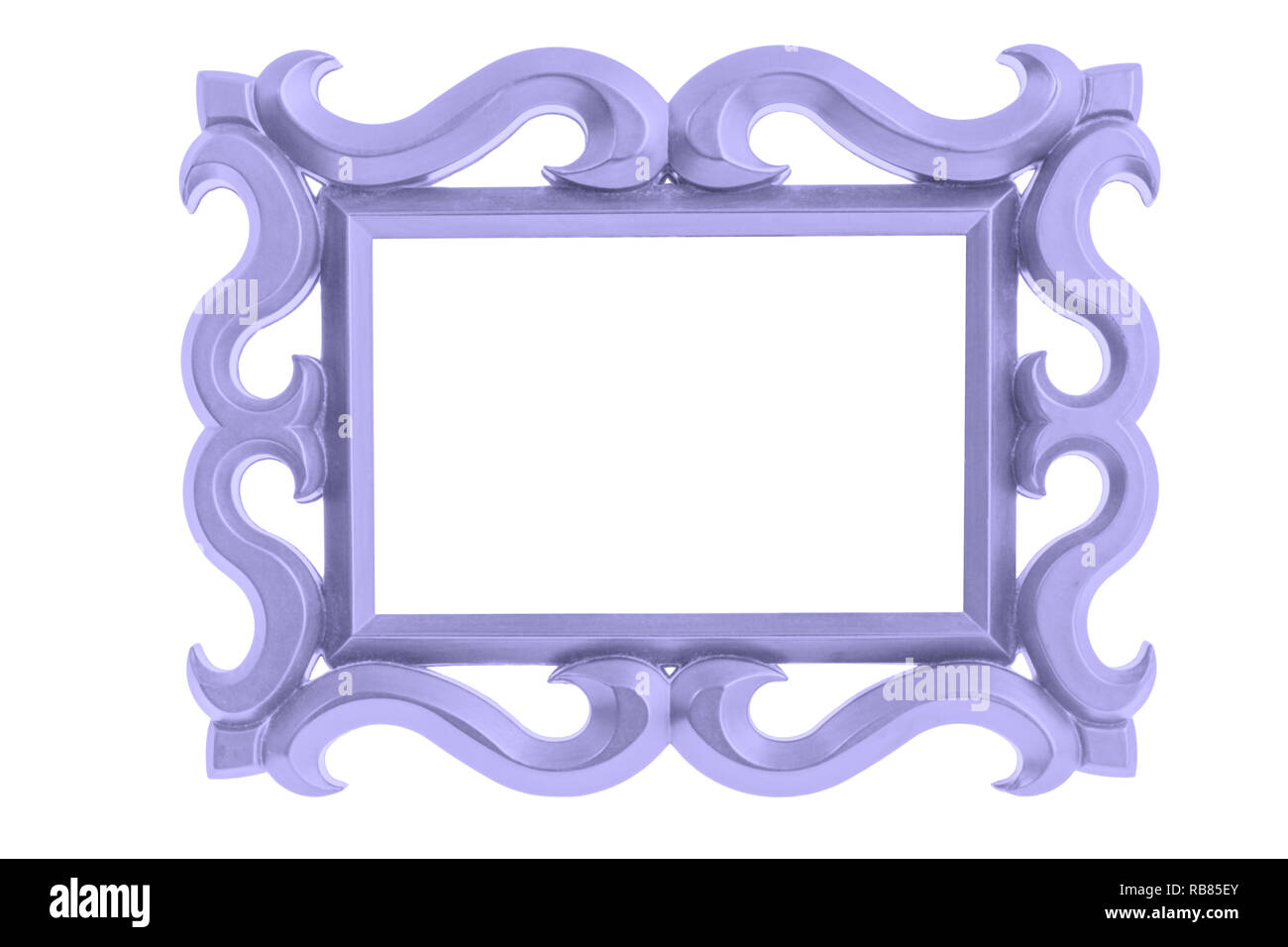 Modern plastic bright color picture frame with antique styling isolated