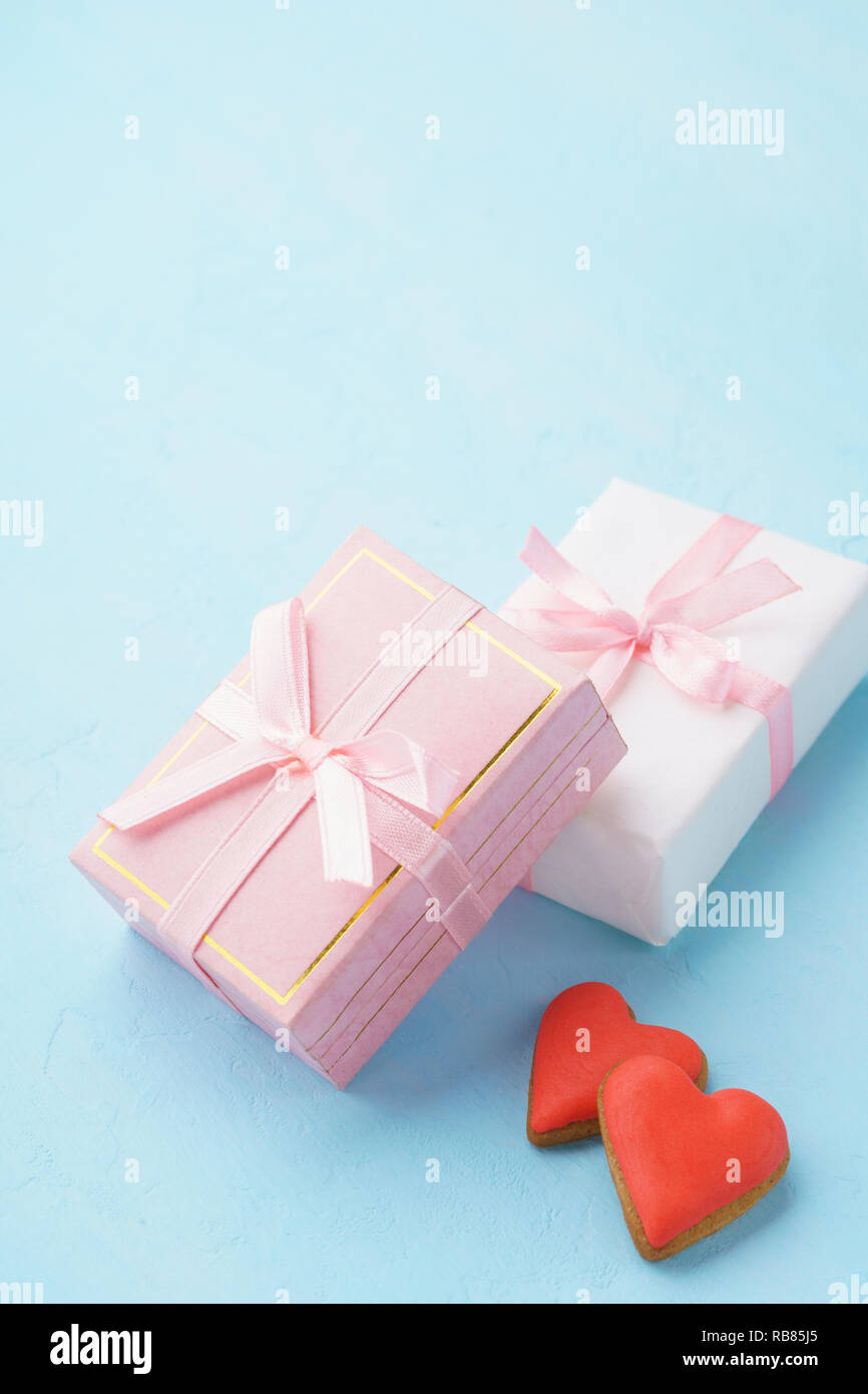 Valentines Day Concept Red Teddy Bear In Heart Shaped Gift Box