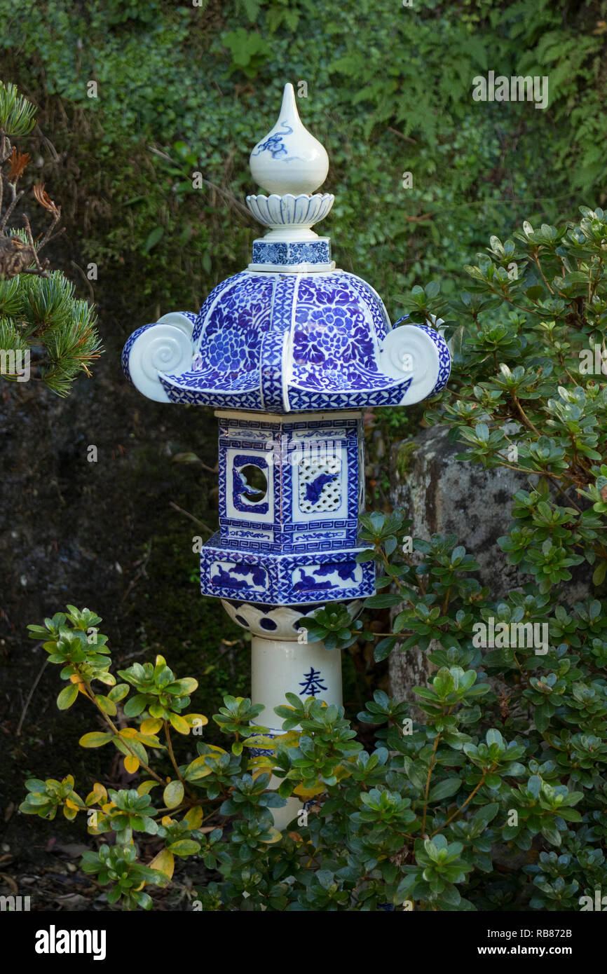 Arita, Japan October 30, 2018 Blue and white lantern at the Tozan