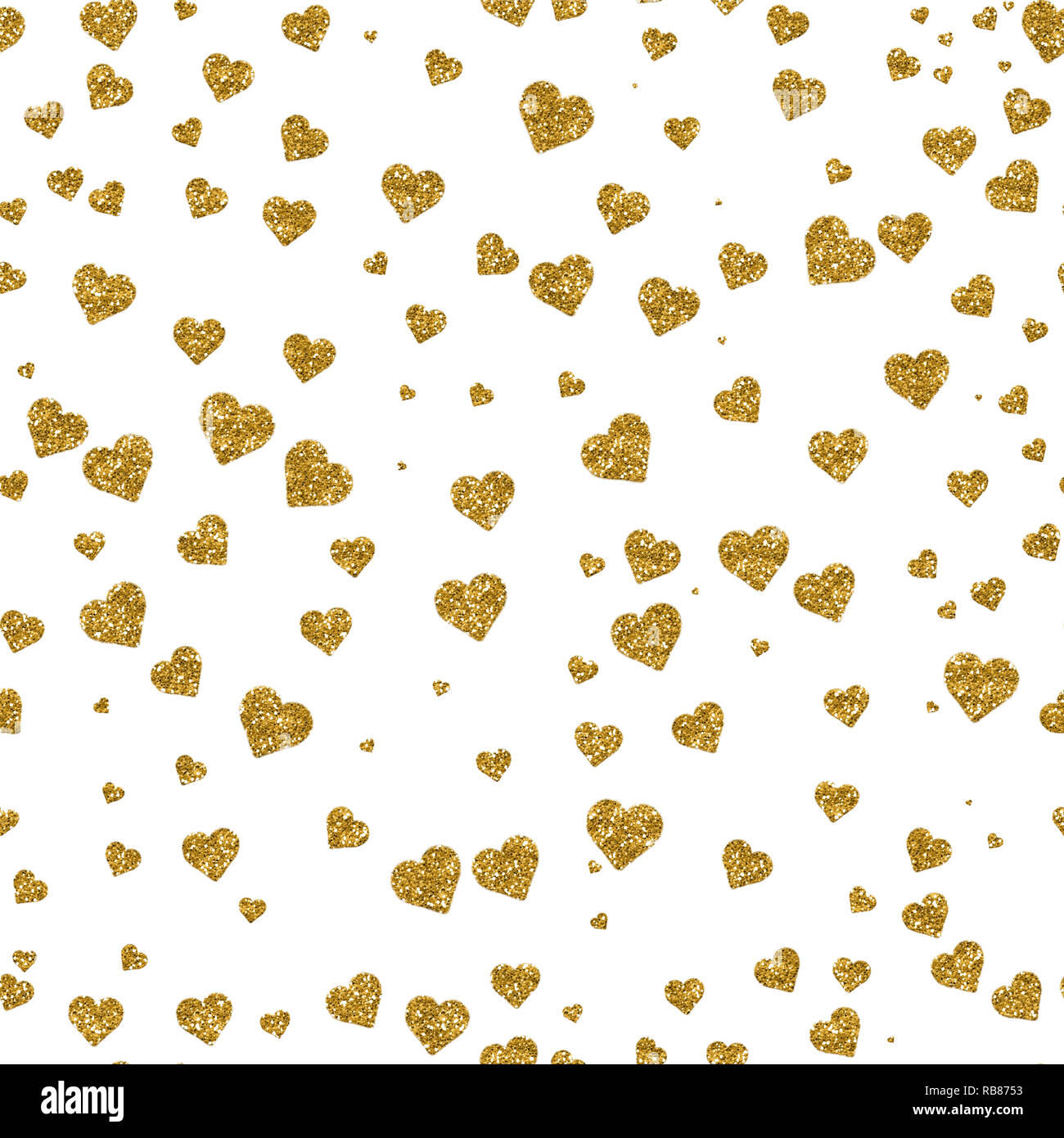 Gold hearts on white background seamless pattern Vector Image