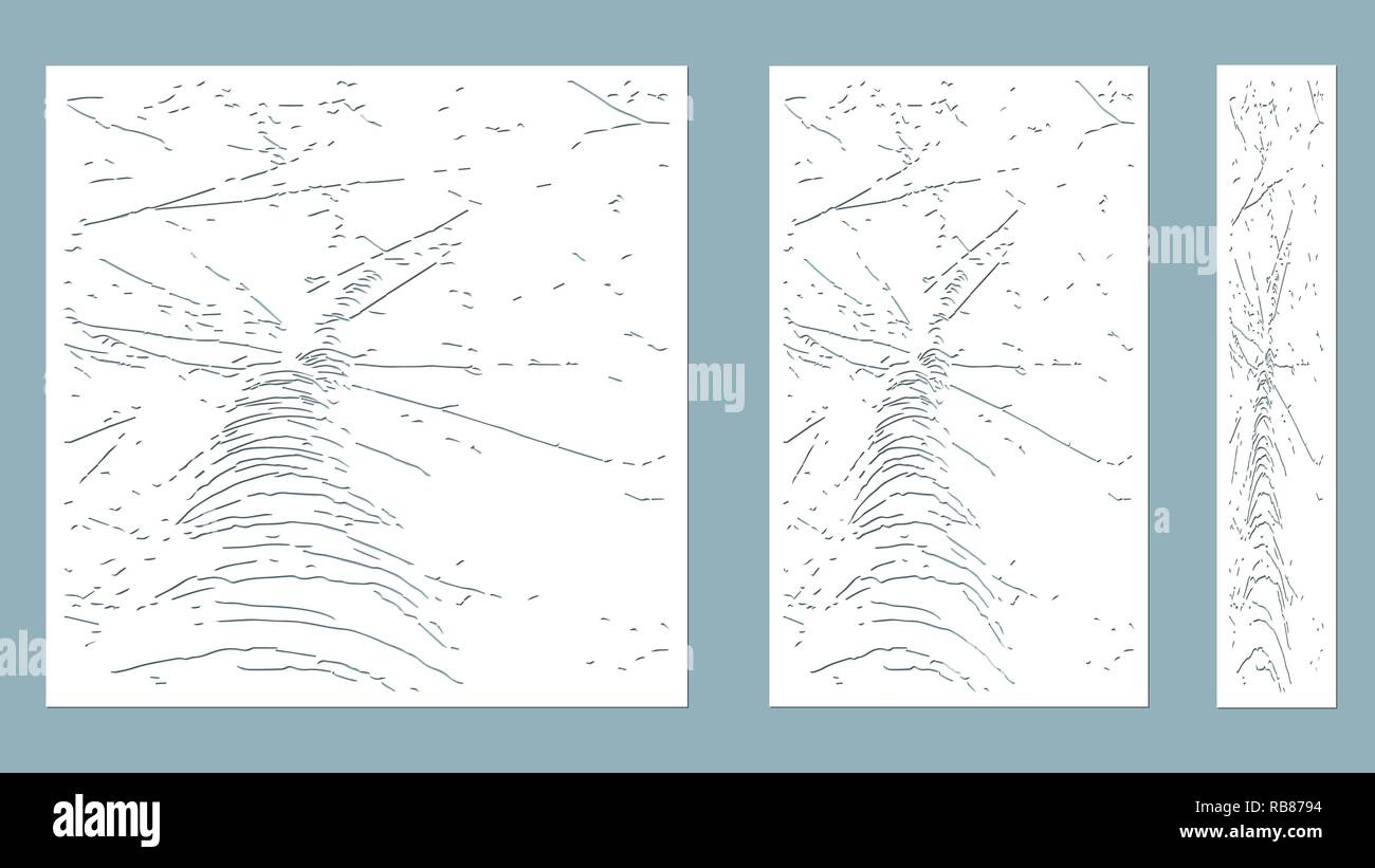 Set template for cutting. Pattern branches, birch tree. Vector illustration. For laser cutting, plotter and silkscreen printing Stock Vector