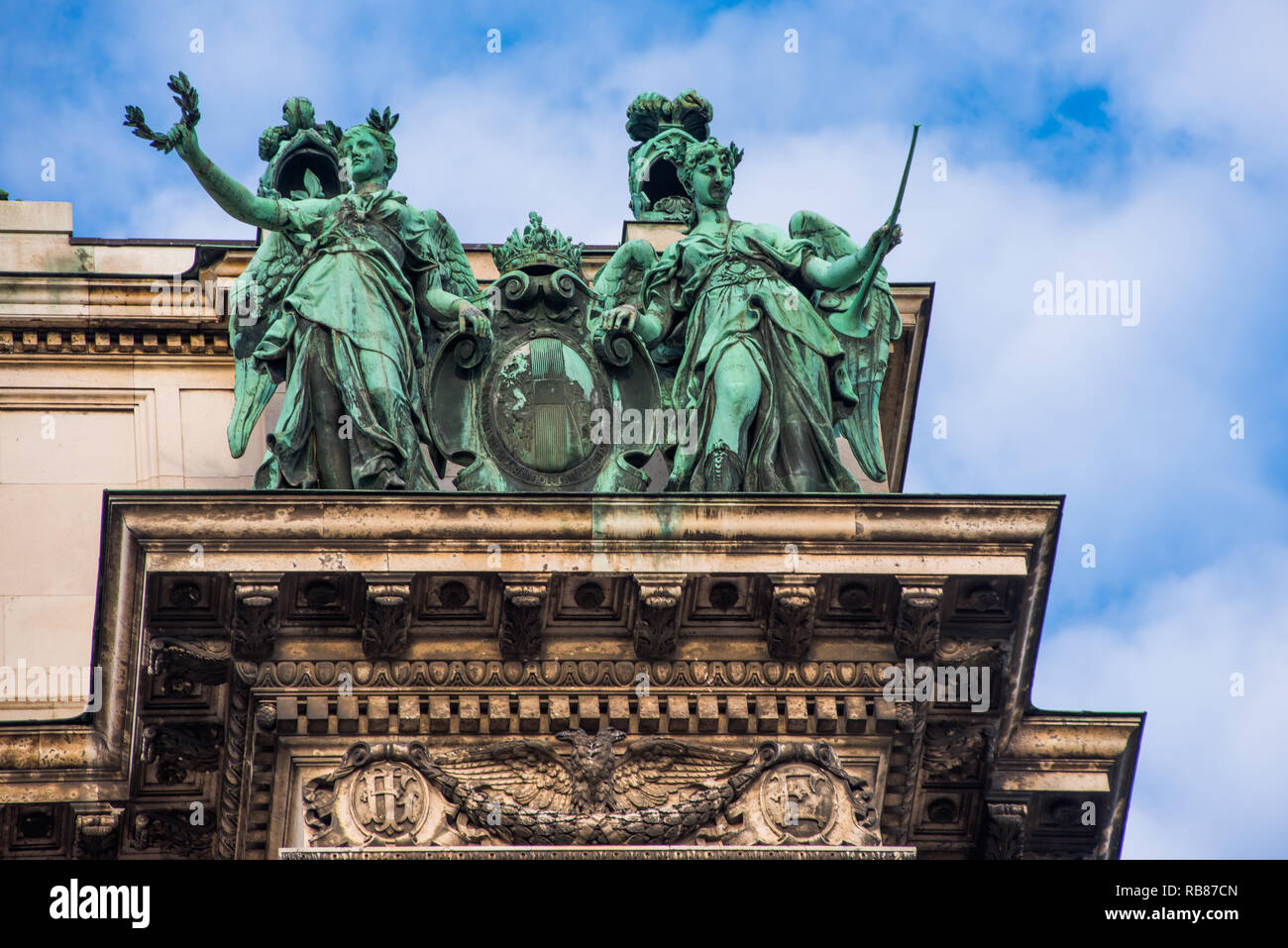 Statues on Neue Burg New Castle, which is part of Hofburg Imperial Palace in Vienna. Austria. Stock Photo