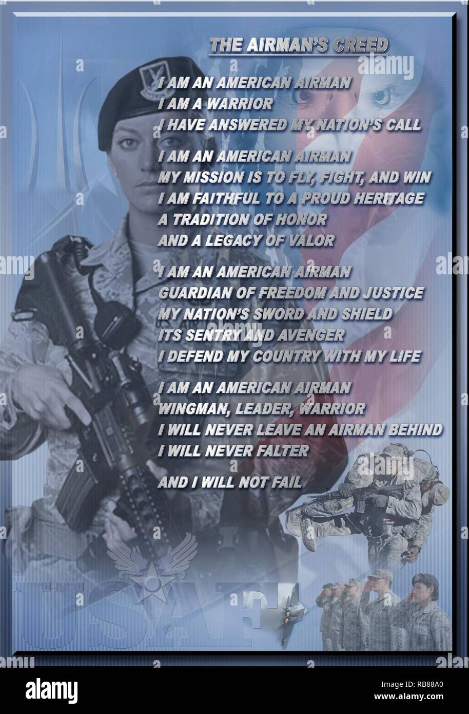 Electronic image depicting US Air Force Airman's Creed. Stock Photo