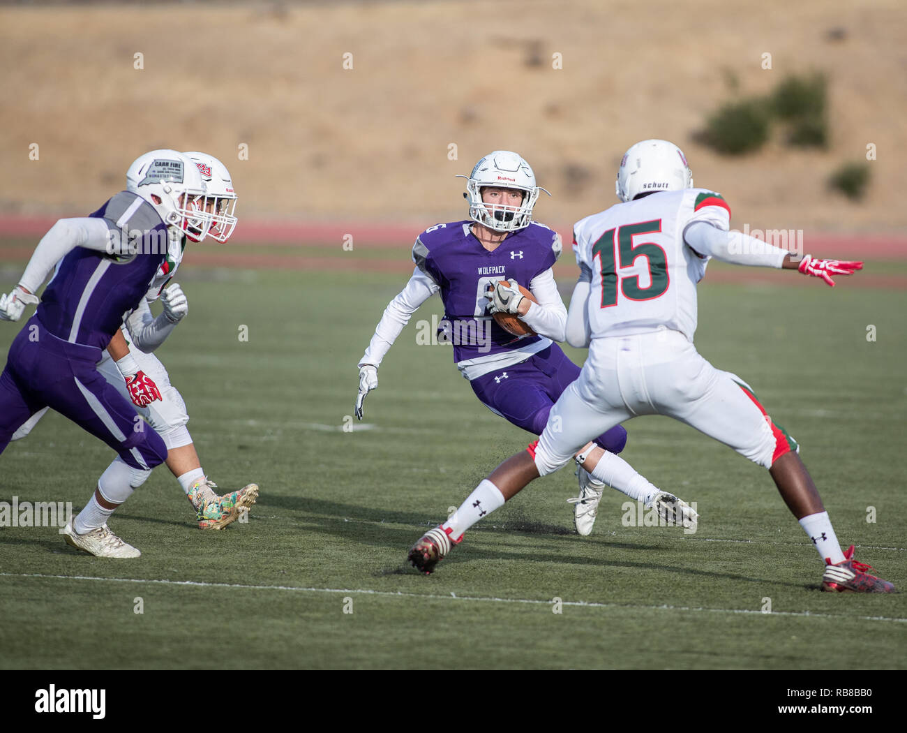 Football action with Eureka vs. Shasta High School in Redding ...