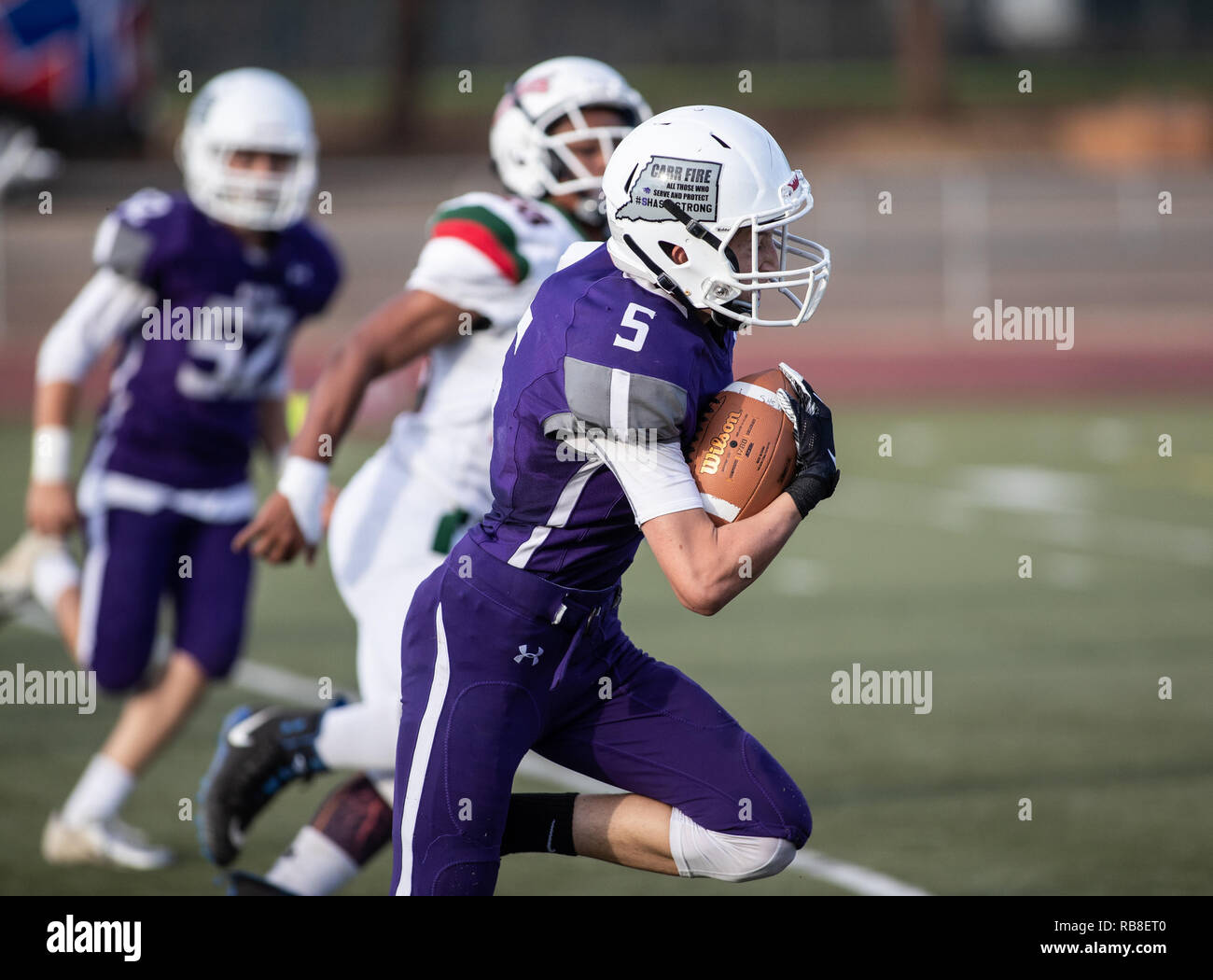 Football action with Eureka vs. Shasta High School in Redding ...