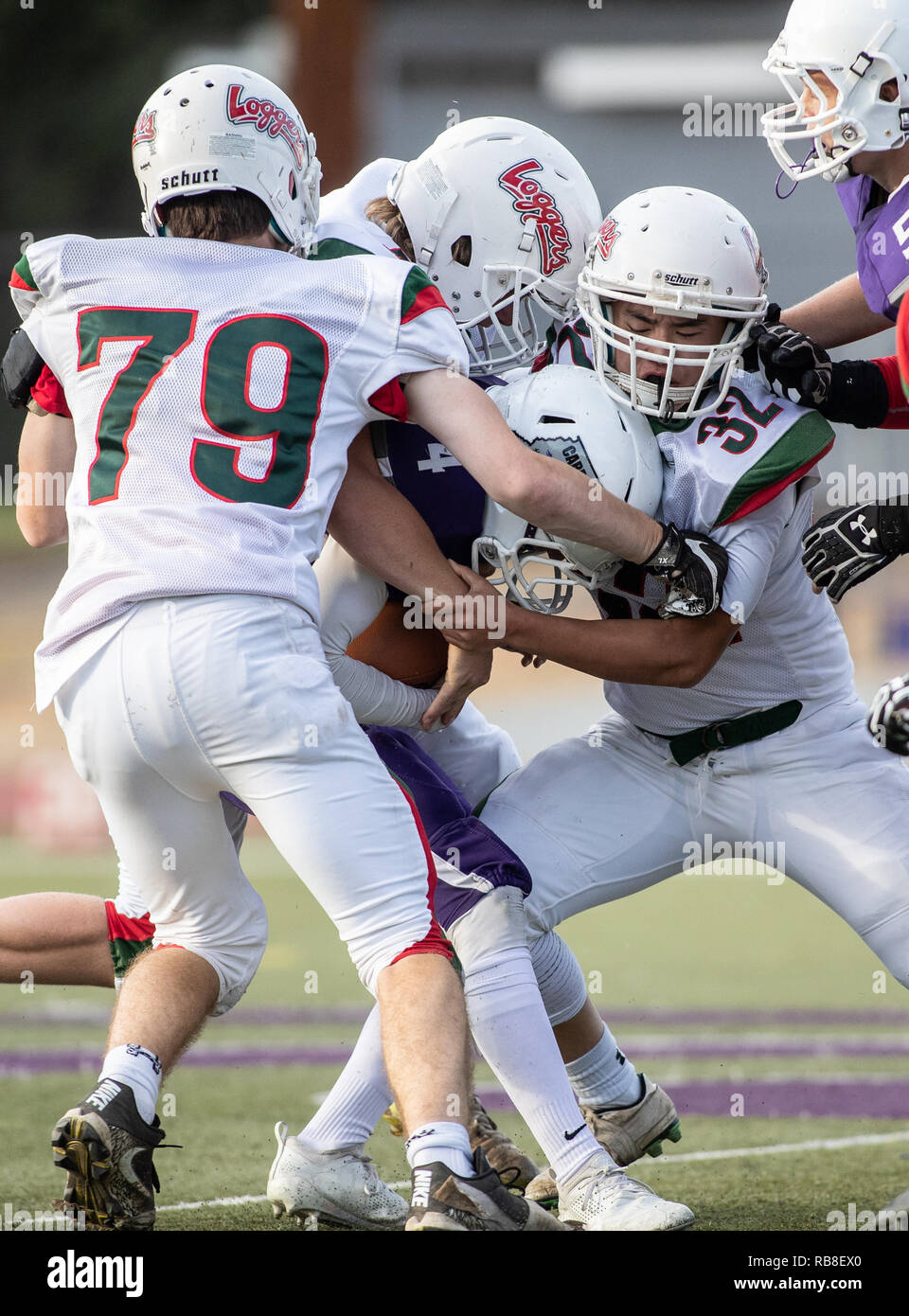 Football action with Eureka vs. Shasta High School in Redding ...