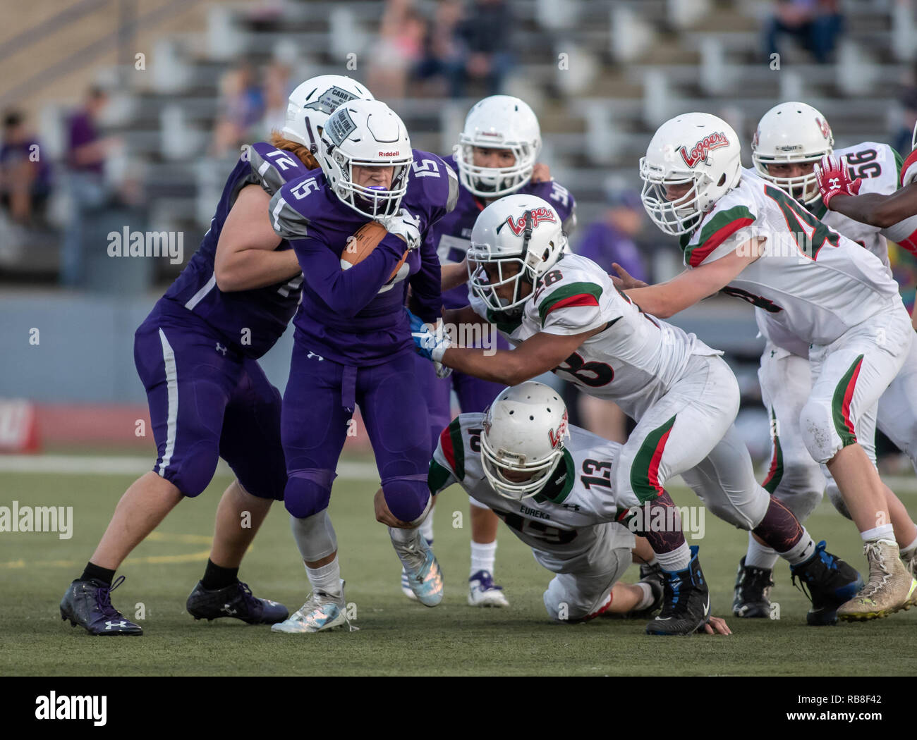 Football action with Eureka vs. Shasta High School in Redding ...