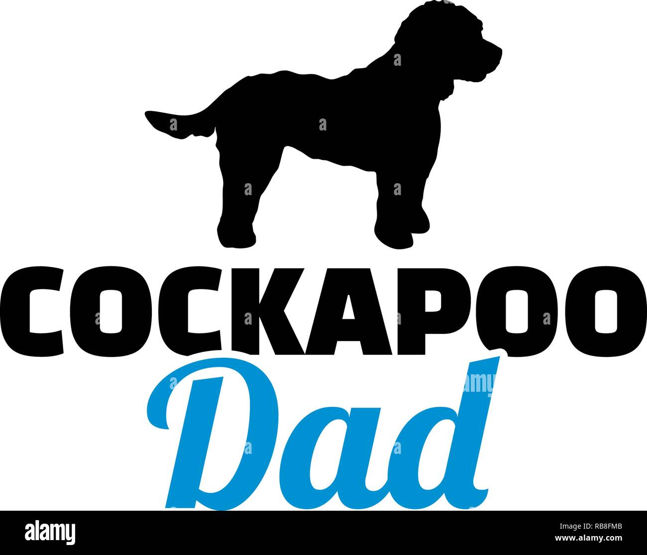 Cockapoo dad silhouette with blue word Stock Photo - Alamy