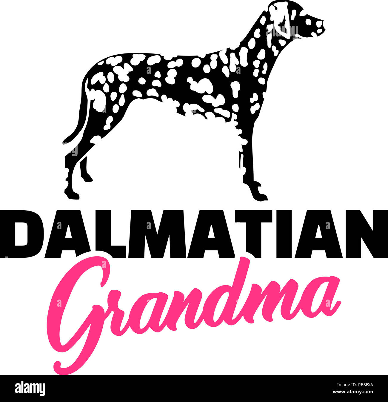 Dalmatian Grandma silhouette pink word Stock Photo