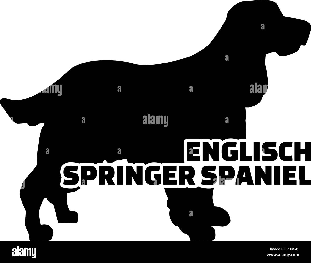 English Springer Spaniel silhouette real with word Stock Photo