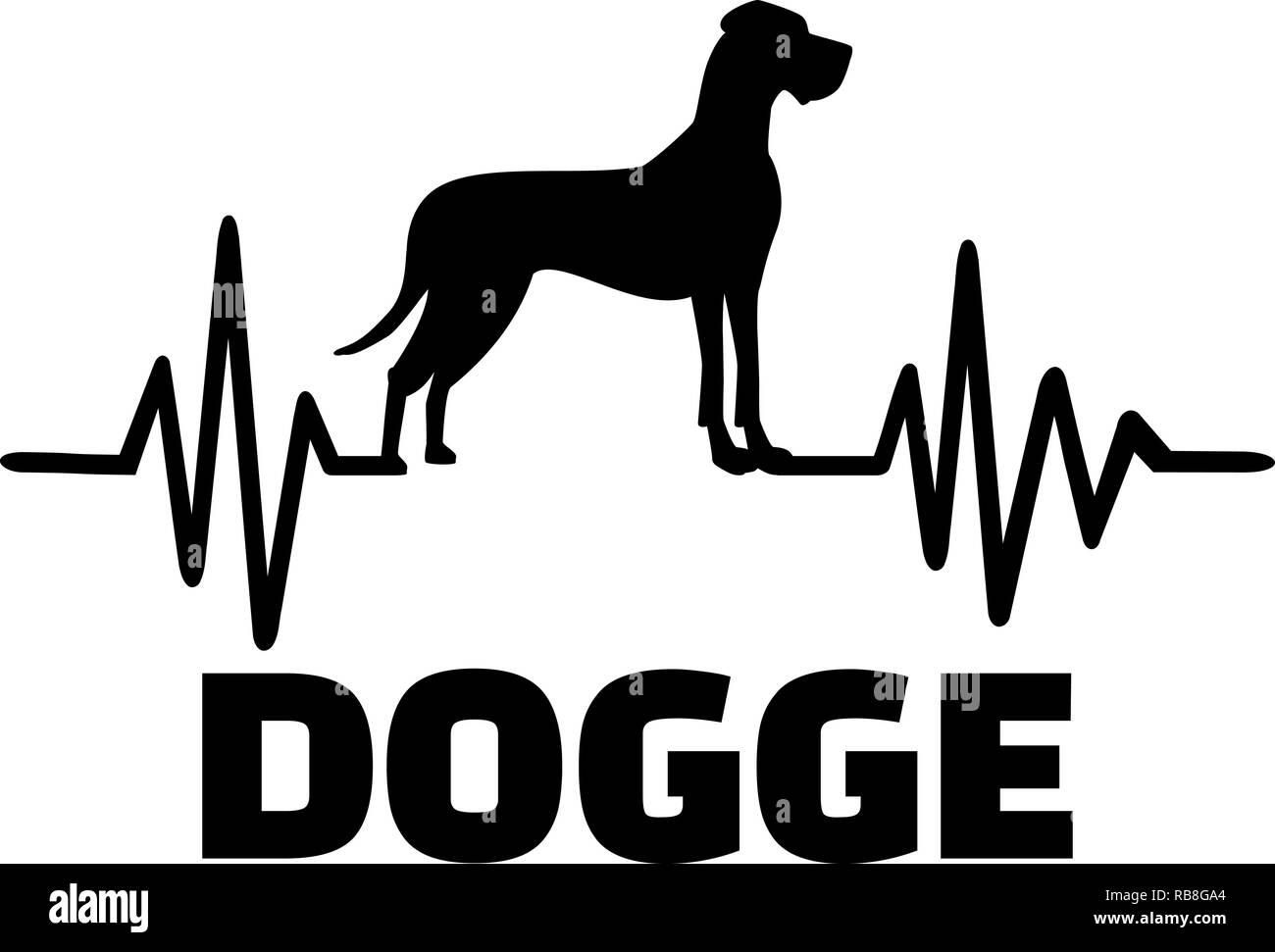 Heartbeat pulse line with Great Dane dog silhouette german Stock Photo