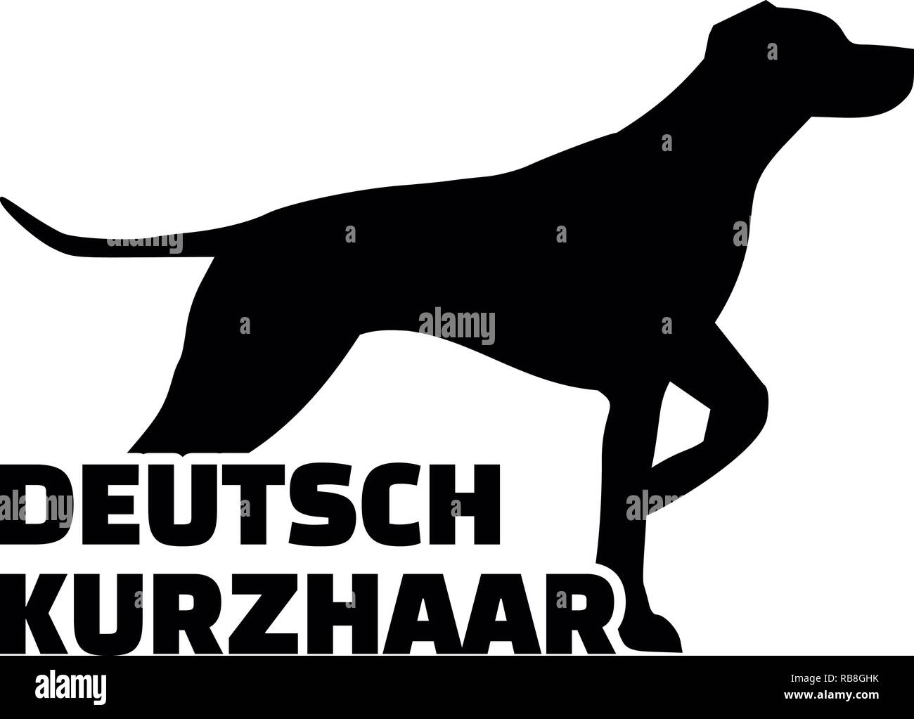 German Shorthaired Pointer Silhouette With German Word Stock Photo