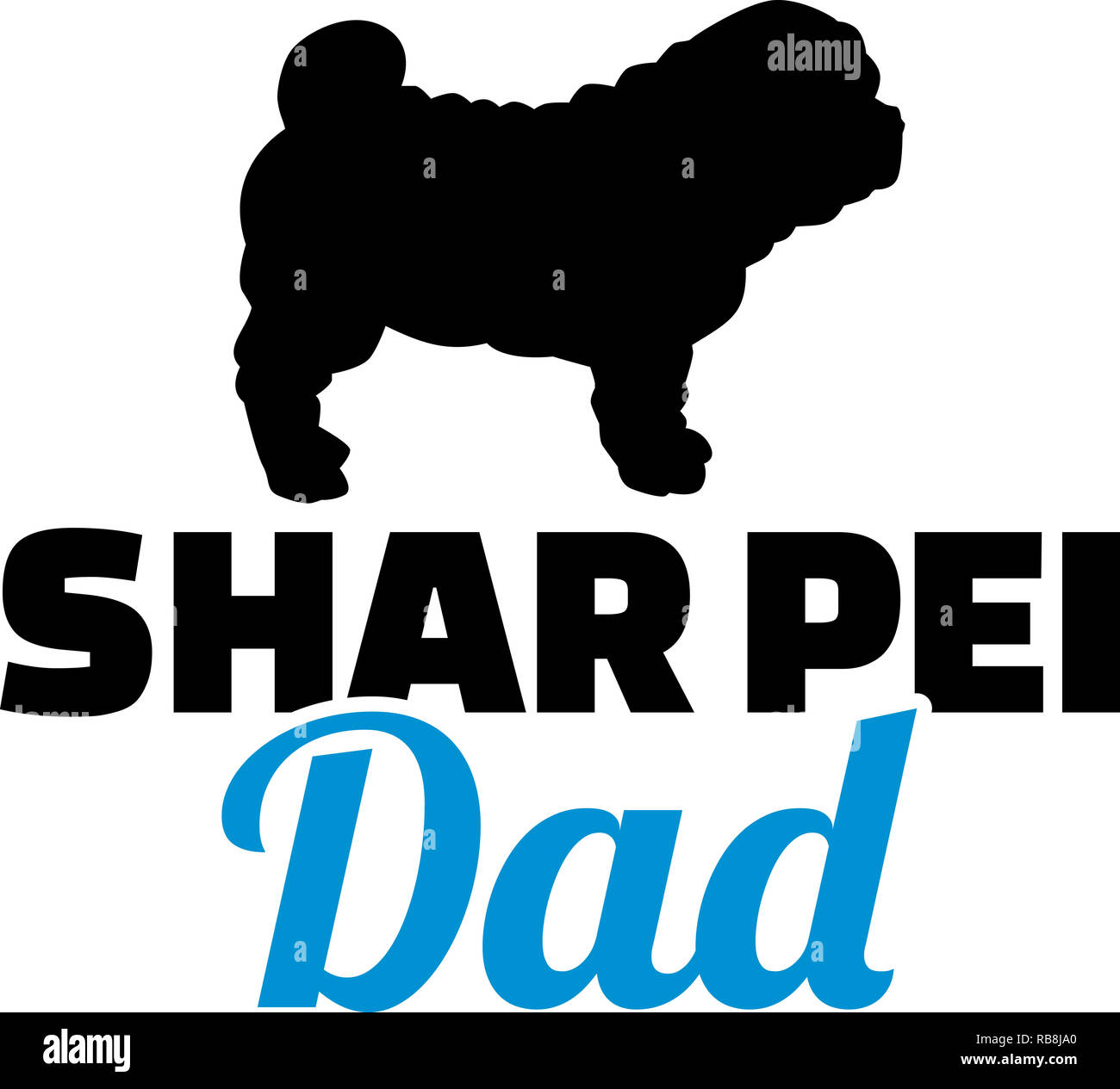 Shar Pei dad in blue Stock Photo