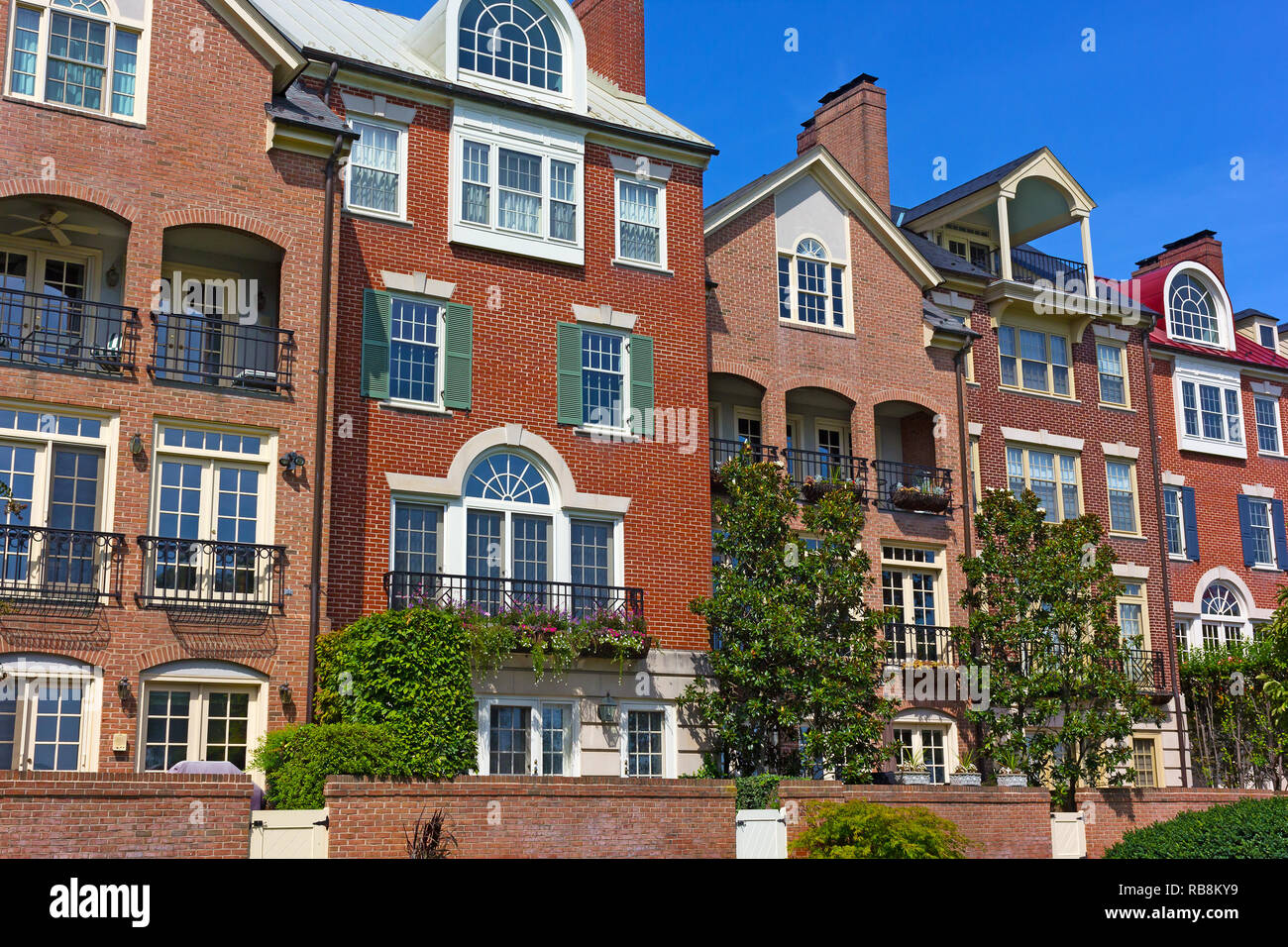 Modern townhouses at Old Town Alexandria waterfront in Virginia, USA