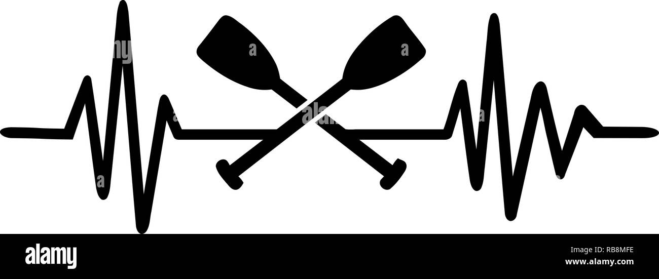 Heartbeat pulse line with two crossed paddle Stock Photo