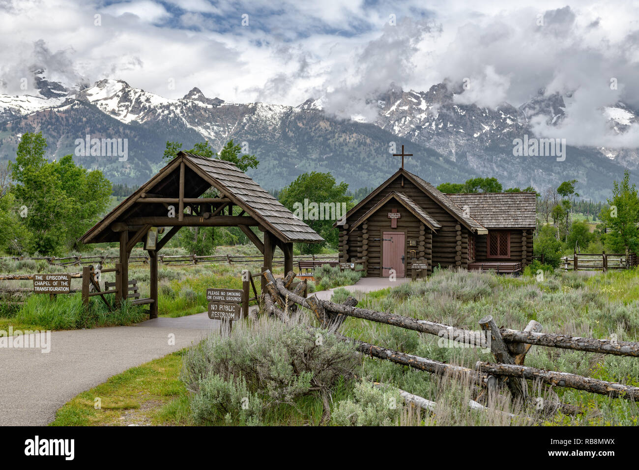 Chapel of the Transfiguration in the Grand Teton National Park, Wyoming Stock Photo