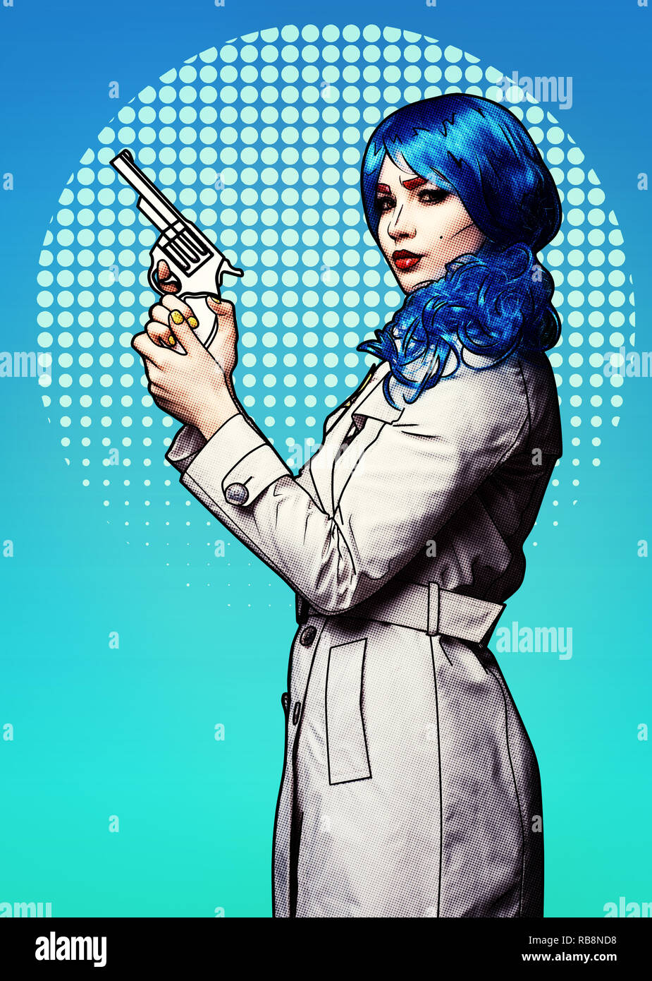 Pop art woman gun hi-res stock photography and images - Alamy