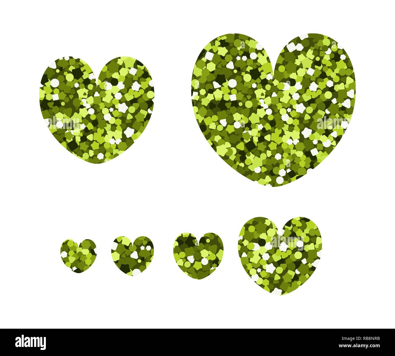 Set of luxury icons in the shape of hearts. Vector illustration. Yellow ...