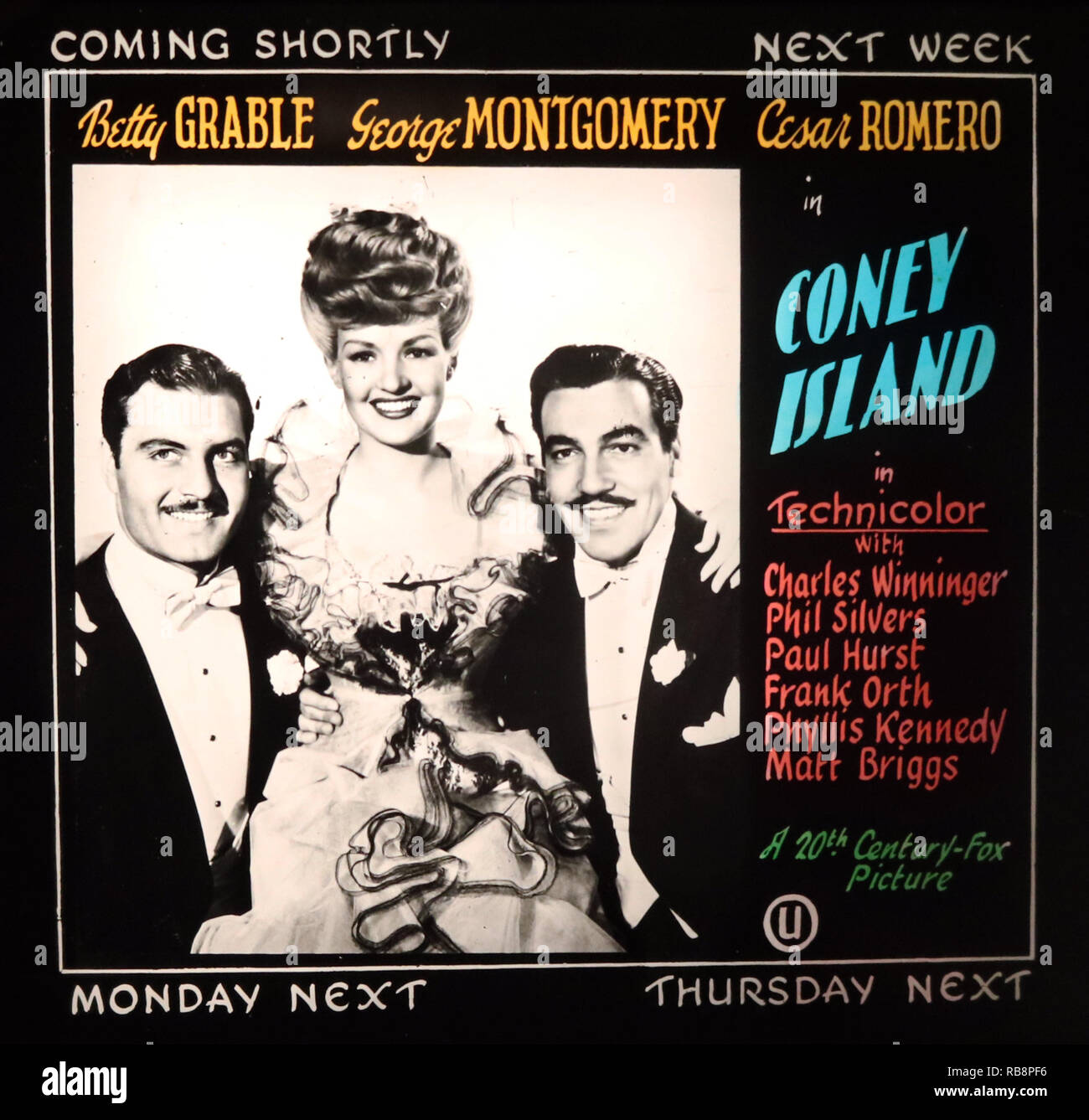 Betty Grable George Montgomery Cesar Romeo 'Coney Island' movie advertisement Stock Photo