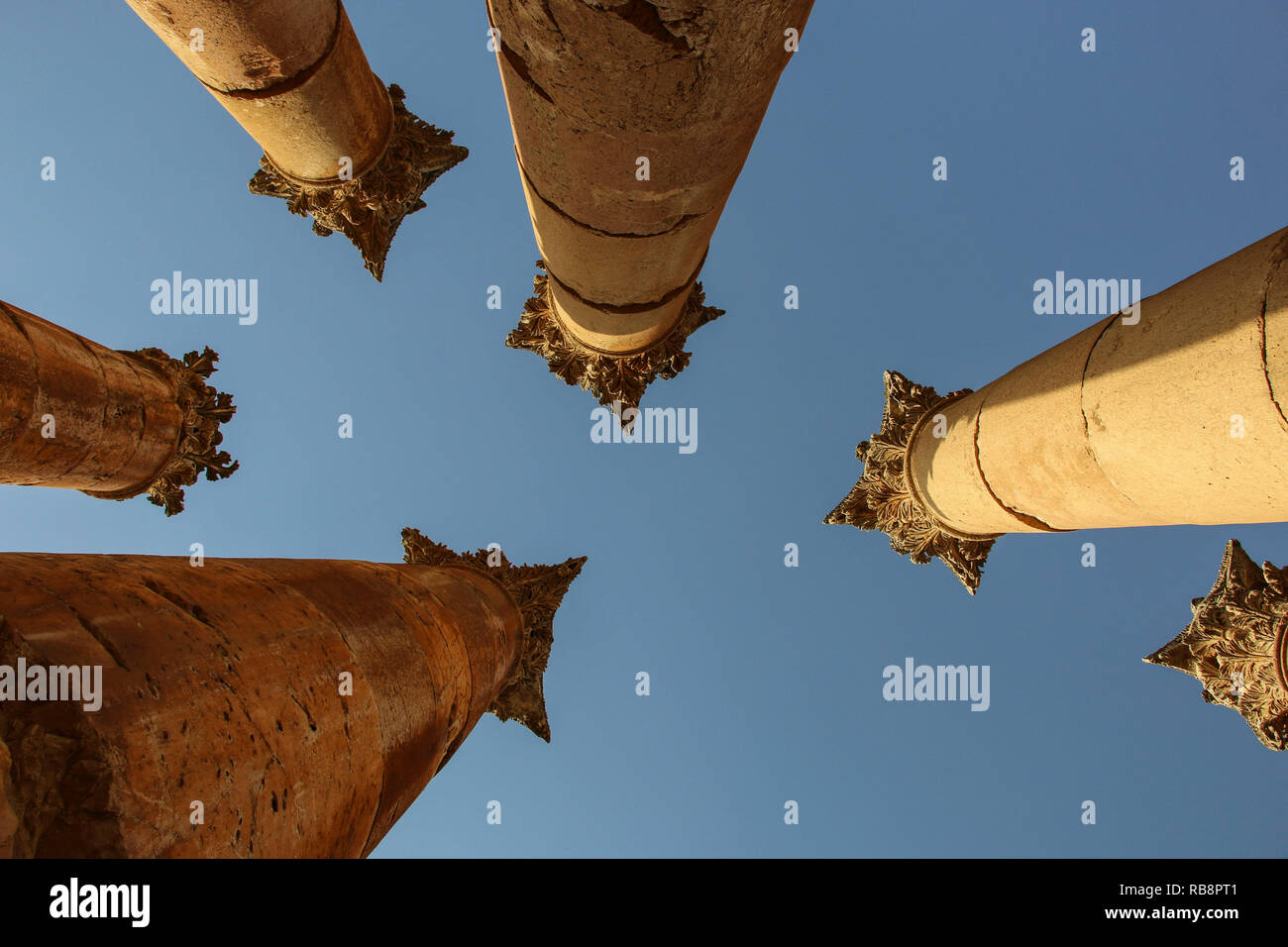 Columns temple of Artemis against the blue sky in the Ancient Roman ...