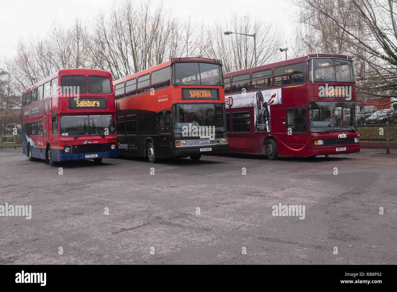 Three Wilts & Dorset Optare Spectra Buses Stock Photo
