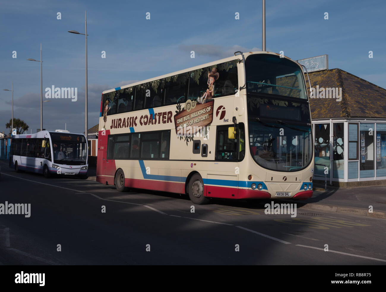 First buses at weymouth esplanade Stock Photo Alamy
