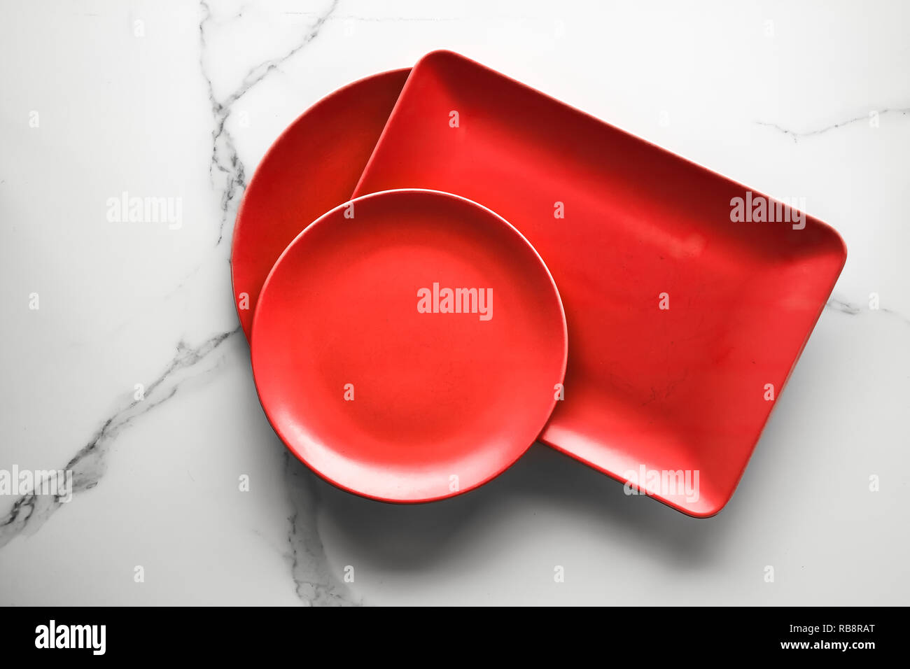 empty red plate on marble - recipe backgrounds, restaurant menu ...