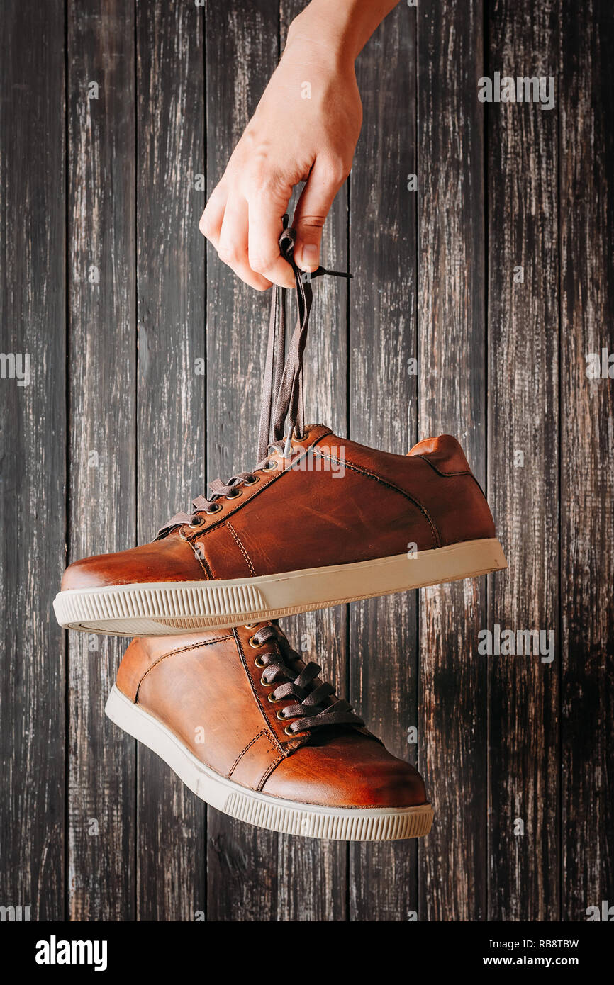Brown boot laces hi-res stock photography and images - Alamy