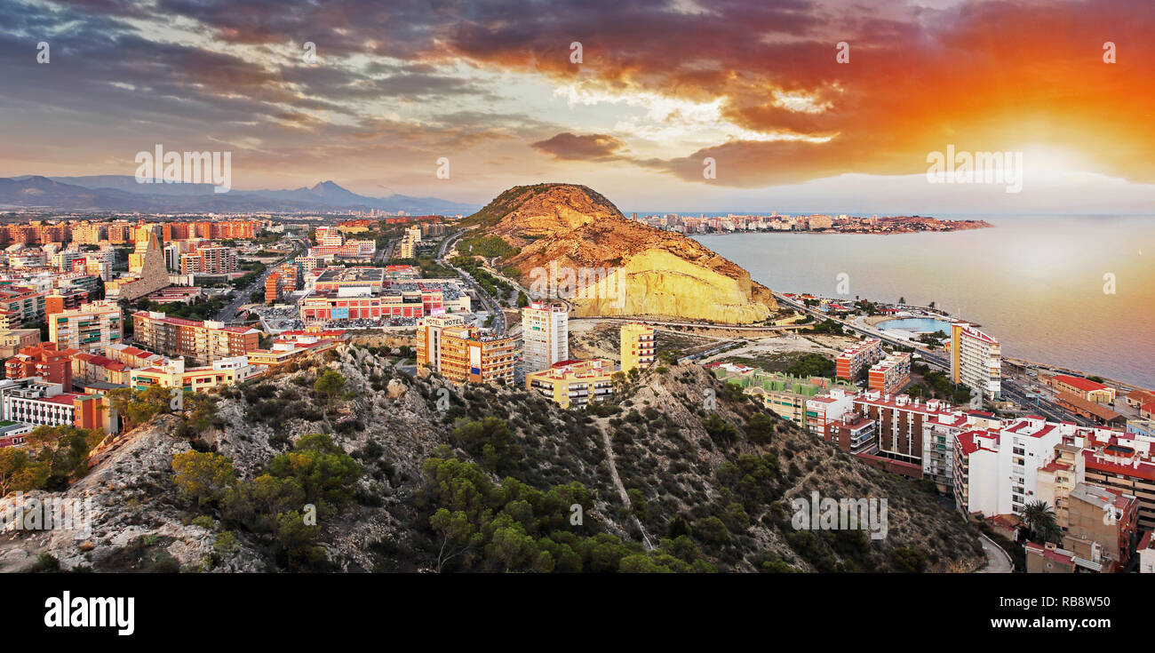 Spain, Alicante city at sunset Stock Photo