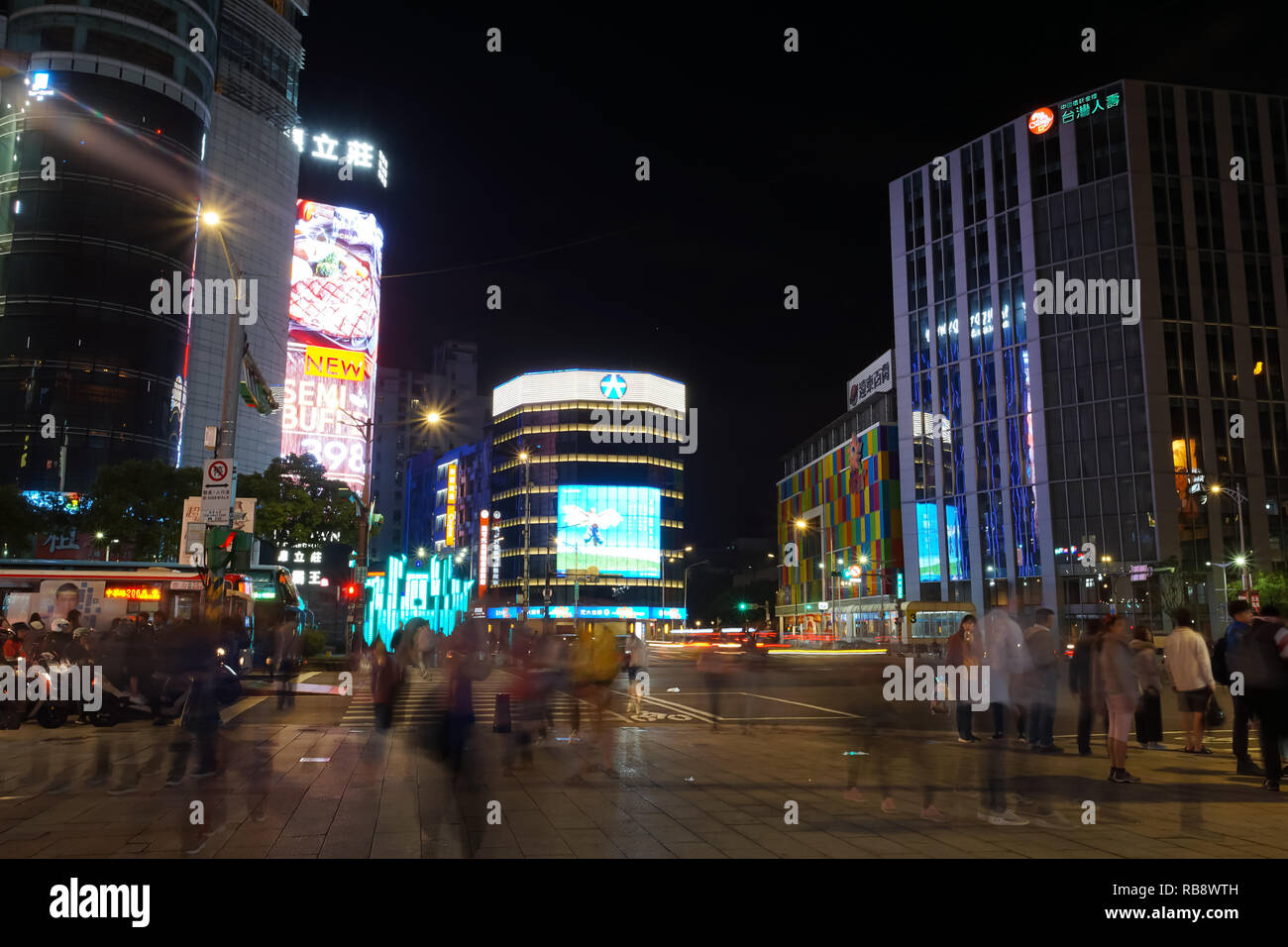 Taipei, Taiwan November 23, 2018 Nightlife cityscape in Ximending