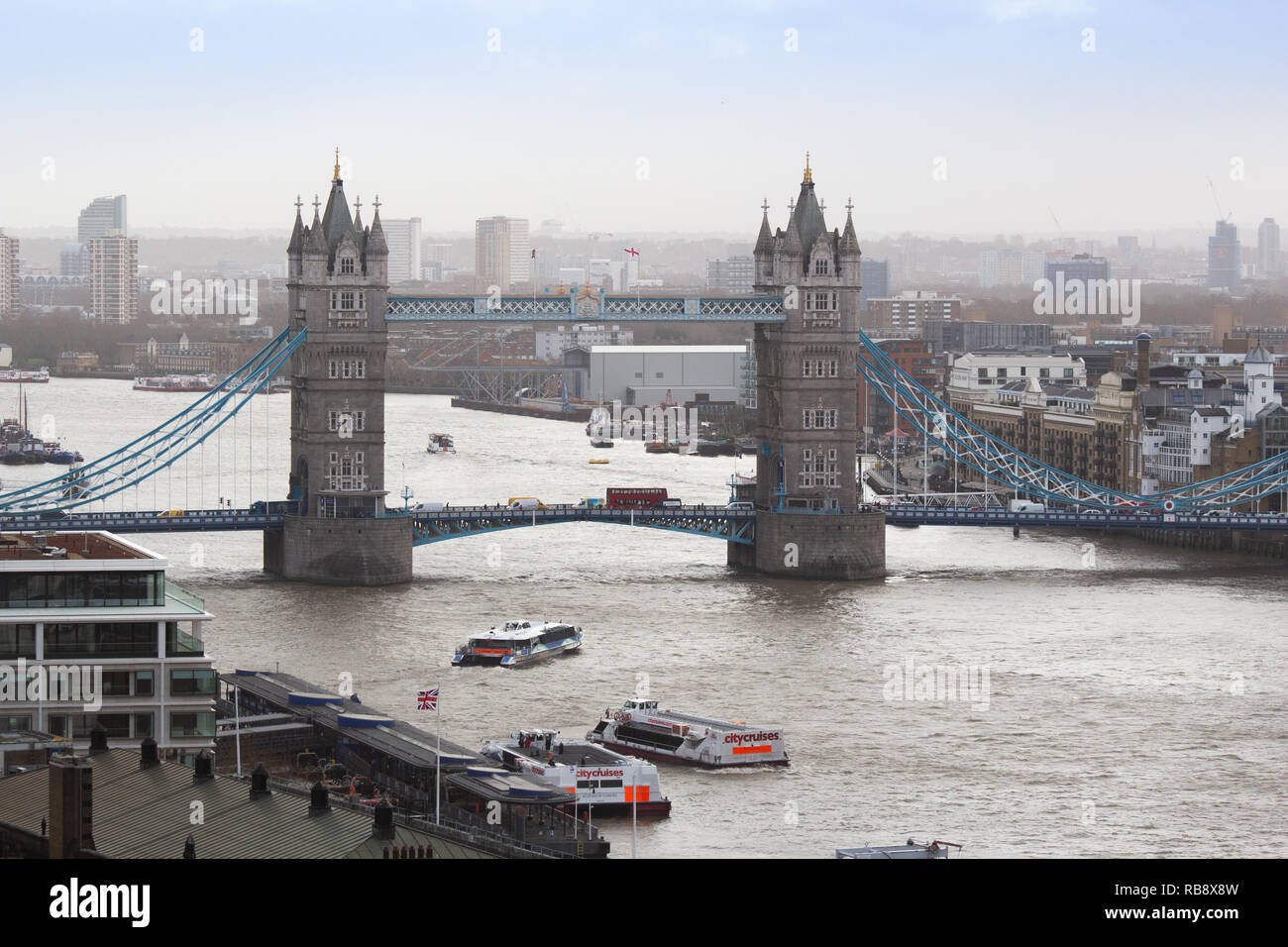 The Tower Bridge over the River Thames, London. Stock Photo