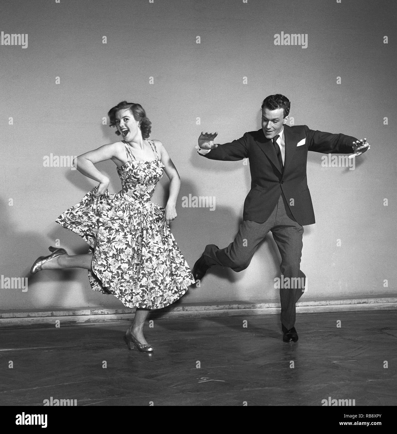 Charleston dance. A Dance named for the harbor city of Charleston, South Carolina and was popularized in the United States by a 1923 tune called The Charleston. The peak for the Charleston as a dance by the public was mid 1926 to 1927. Pictured Sonja Stjernquist and John Ivar Deckner dancing the Charleston 1950.  Photo Kristoffersson ref BA68-6 Stock Photo