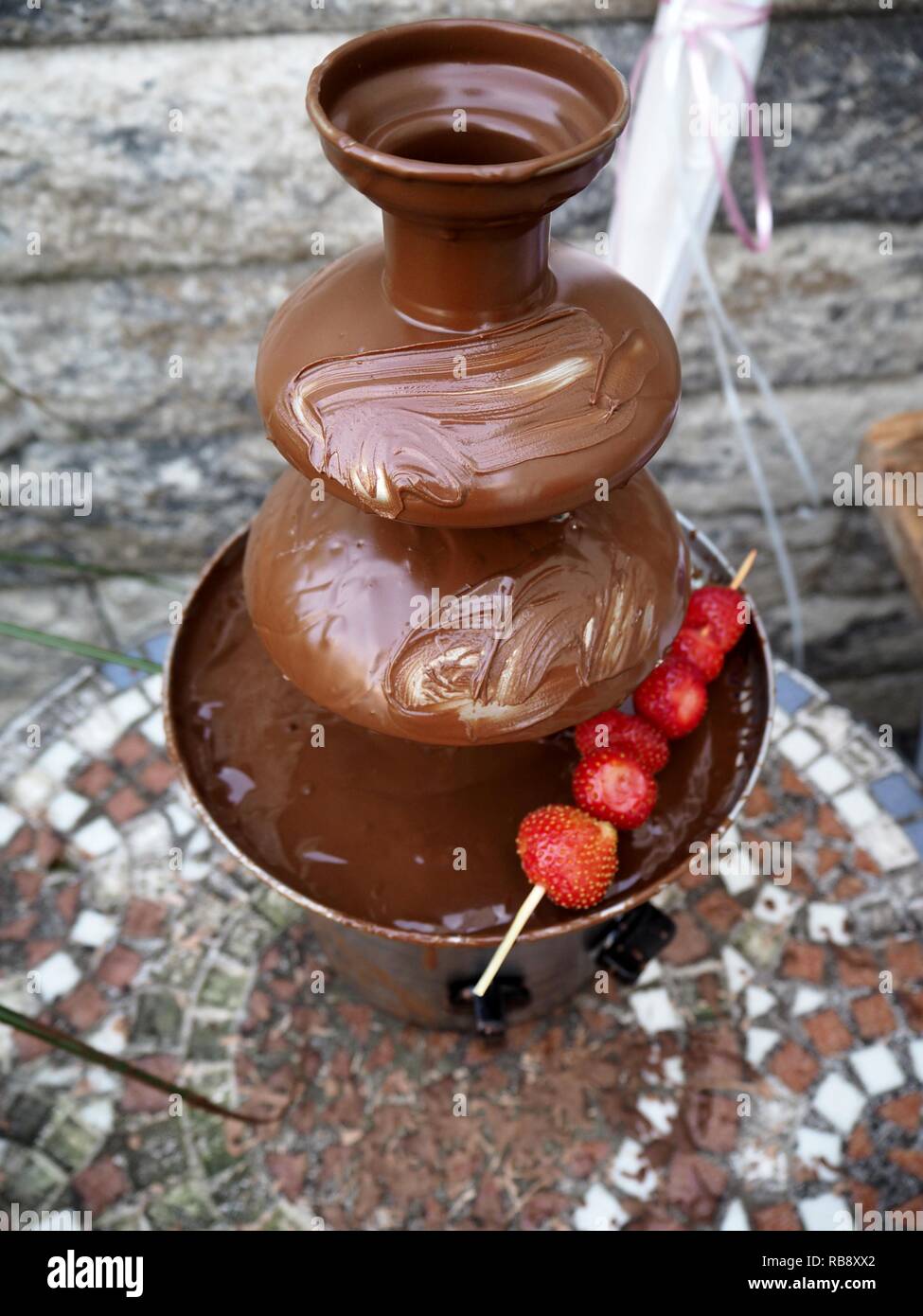 Strawberries And Chocolate Fountain