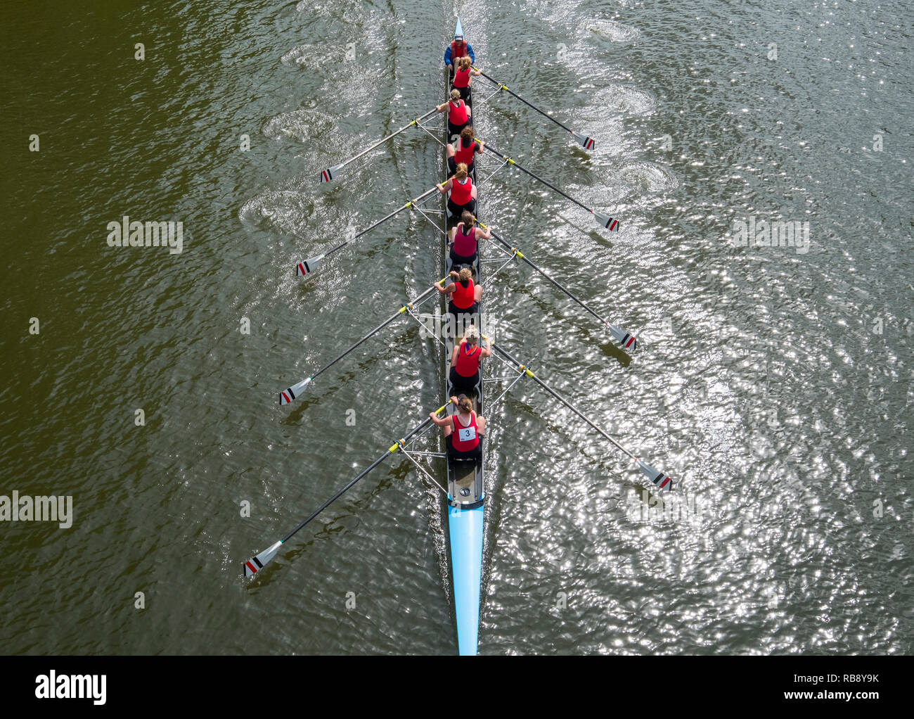 Boat passing under a bridge on the river severn hires stock