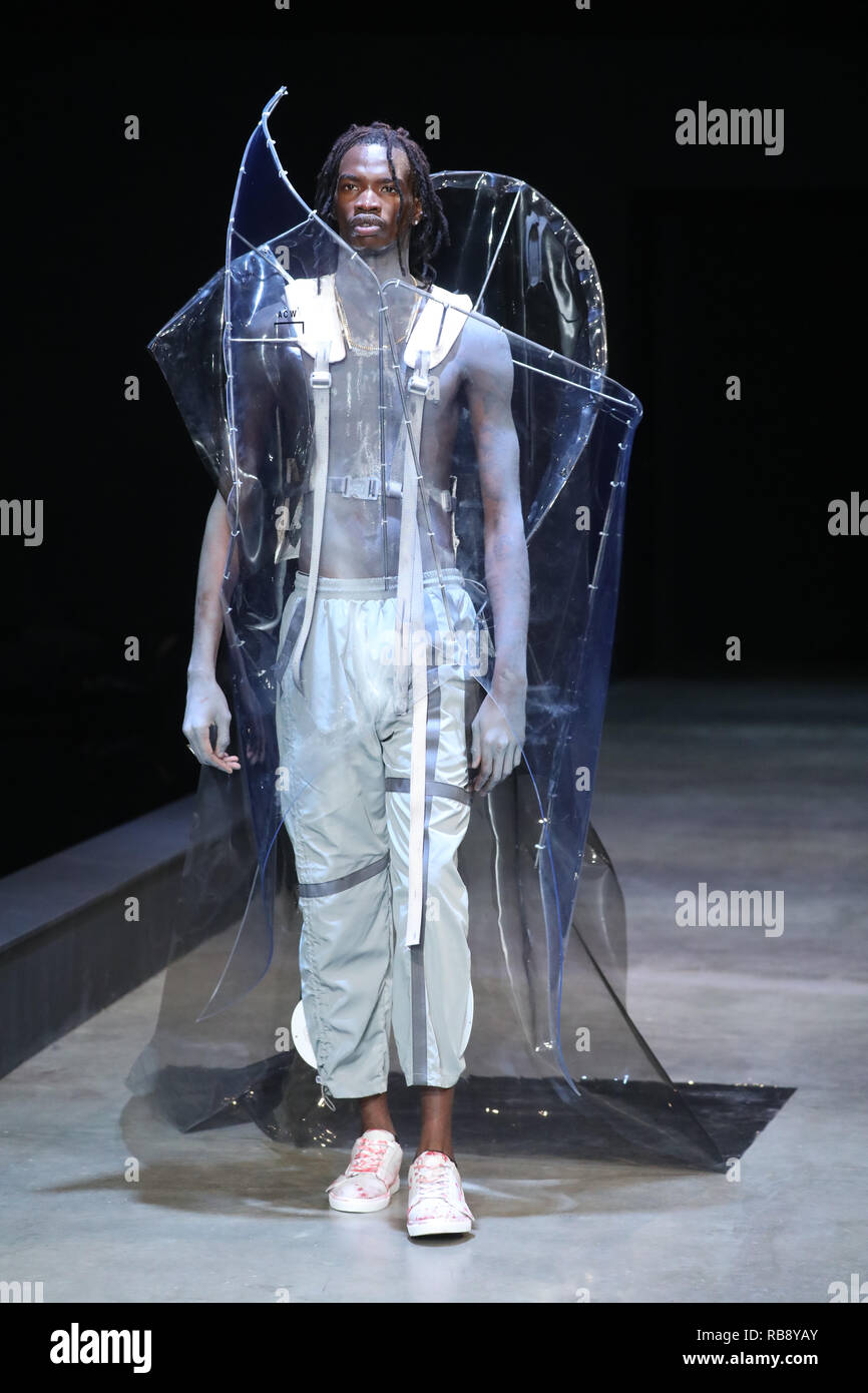 Models on the catwalk during the A-COLD-WALL* at London Fashion Week Men's  AW19 show held at the Old Truman Brewery, London Stock Photo - Alamy