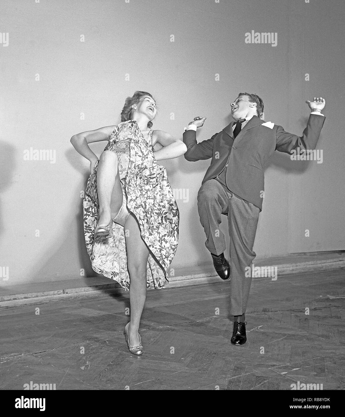 Charleston dance. A Dance named for the harbor city of Charleston, South Carolina and was popularized in the United States by a 1923 tune called The Charleston. The peak for the Charleston as a dance by the public was mid 1926 to 1927. Pictured Sonja Stjernquist and John Ivar Deckner dancing the Charleston 1950.  Photo Kristoffersson ref BA67-11 Stock Photo