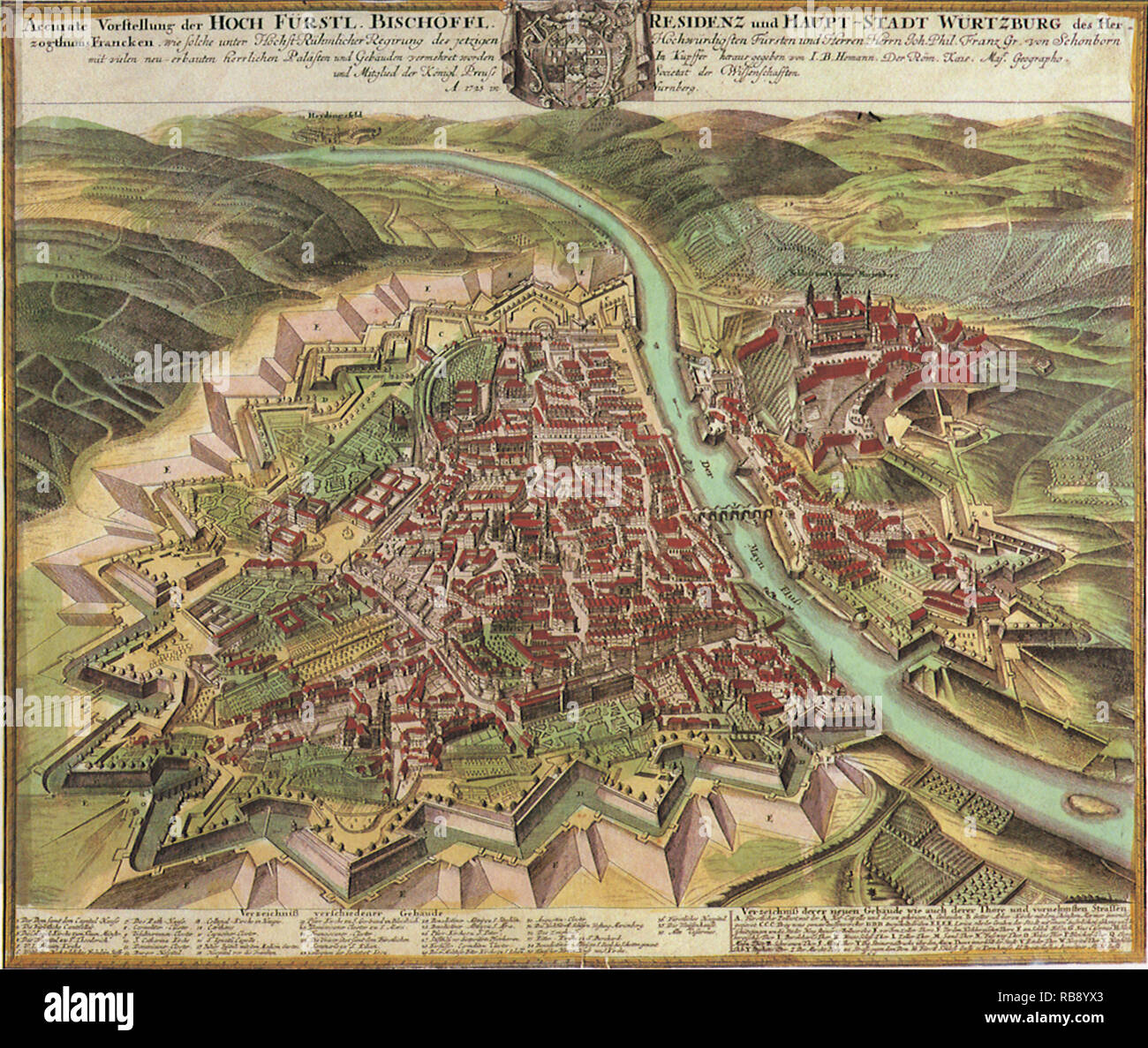 View of Wuzburg City 1735 Stock Photo