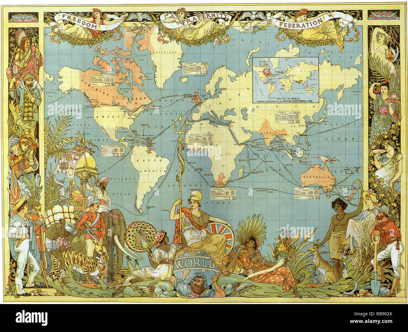 Map of the British Empire in 1886 Stock Photo