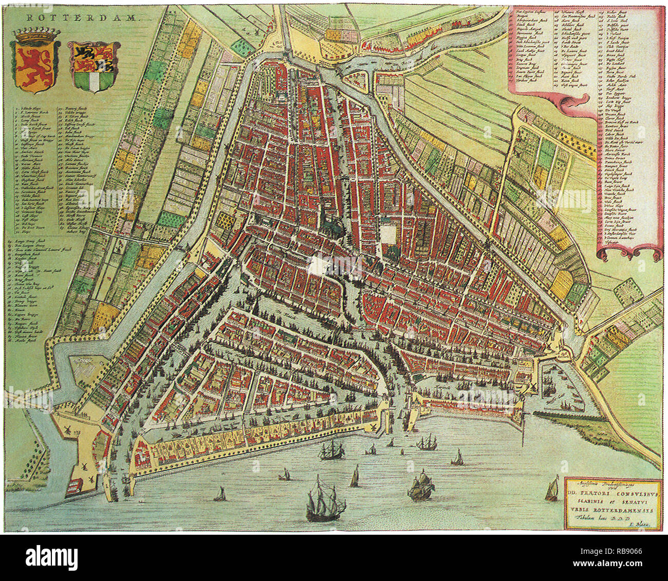 Map of Rotterdam. 1649 Stock Photo