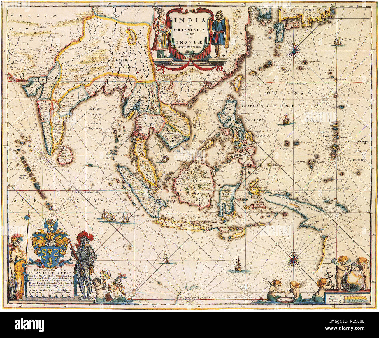 Map of East Indies 1635 Stock Photo