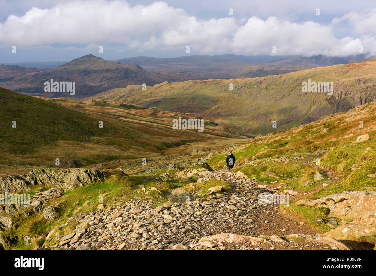 The rugged landscape of the Furness Fells from the northern flank of The Old Man of Coniston in the Lake District National Park, Cumbria, England. Stock Photo