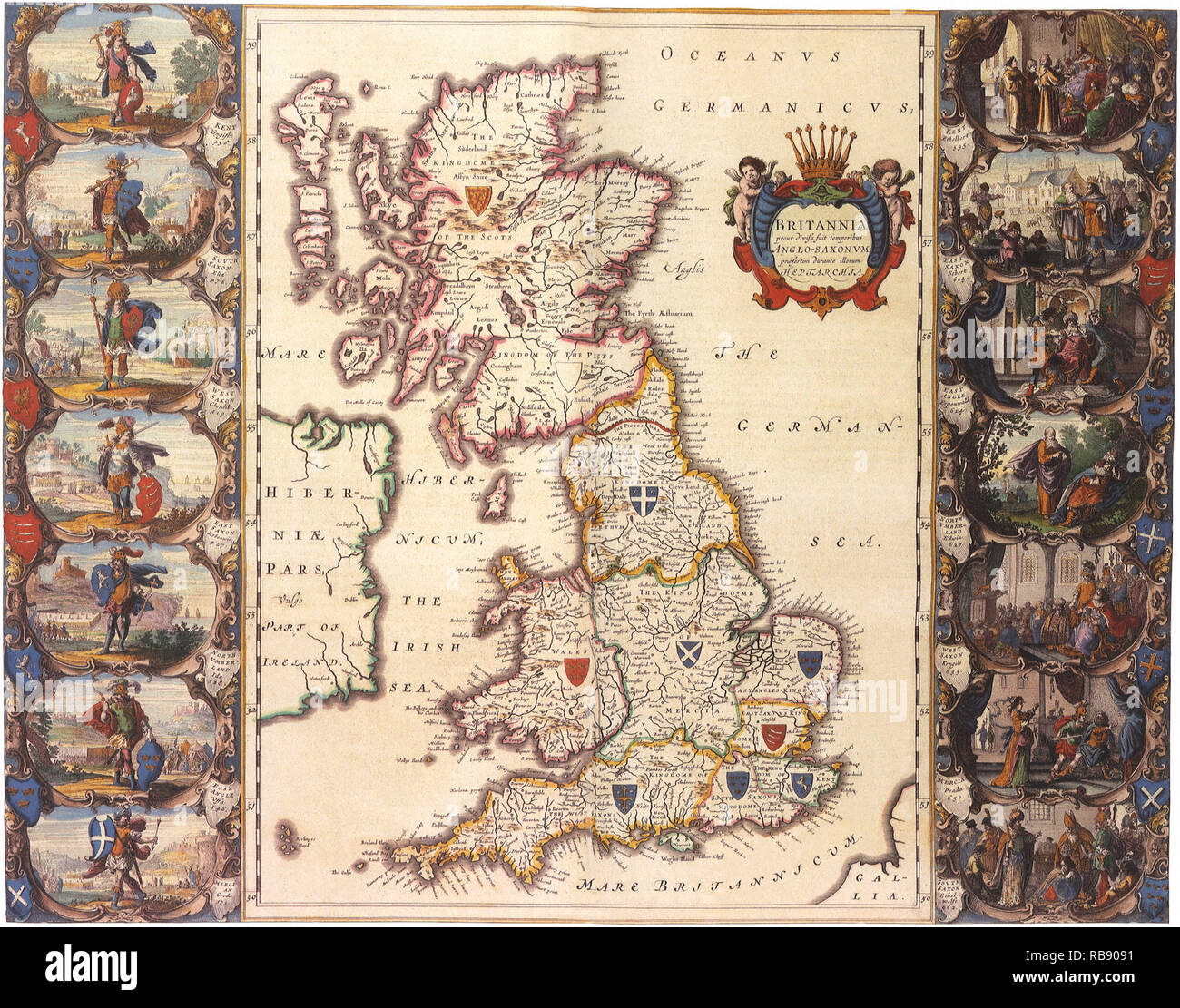 British Isles Map1645 Stock Photo