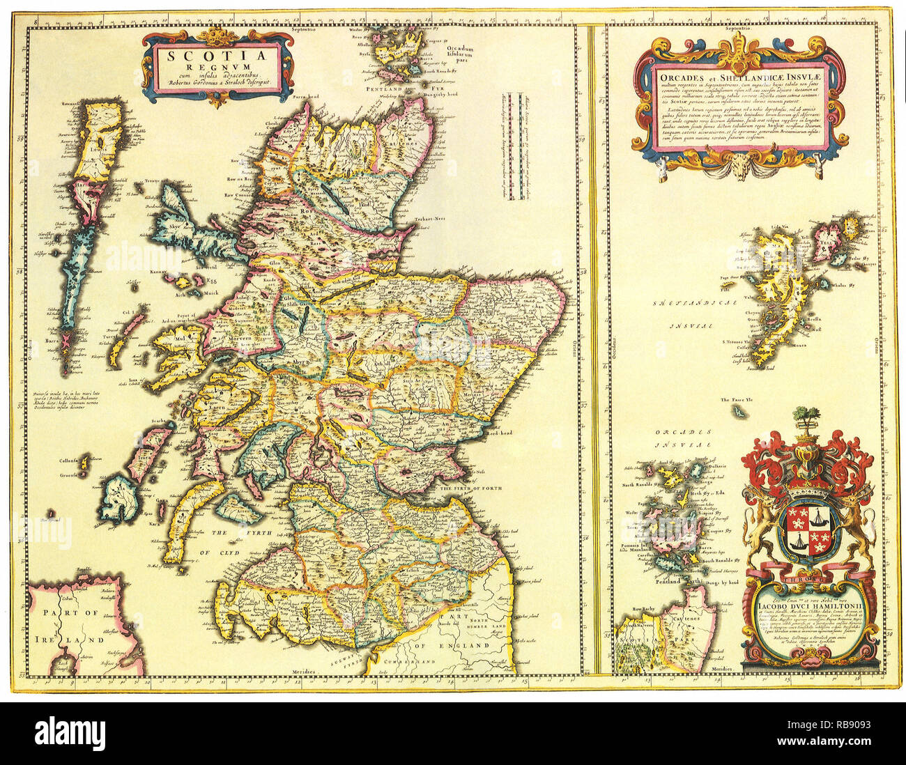 Map of Scotland 1654 Stock Photo