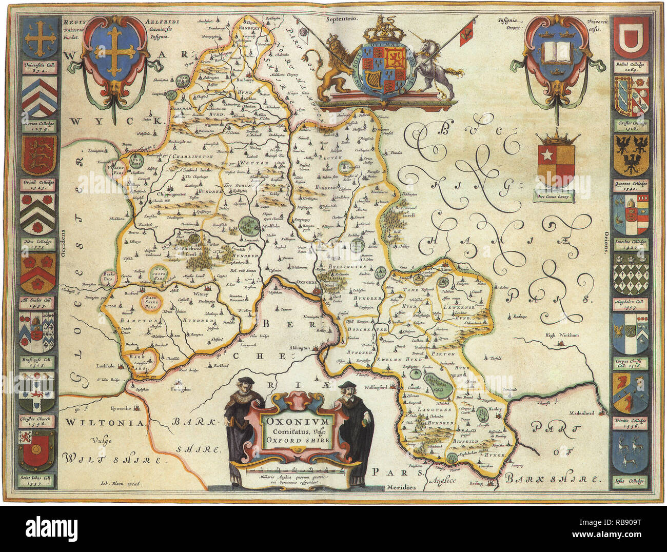 English Counties' Map 1645 Stock Photo