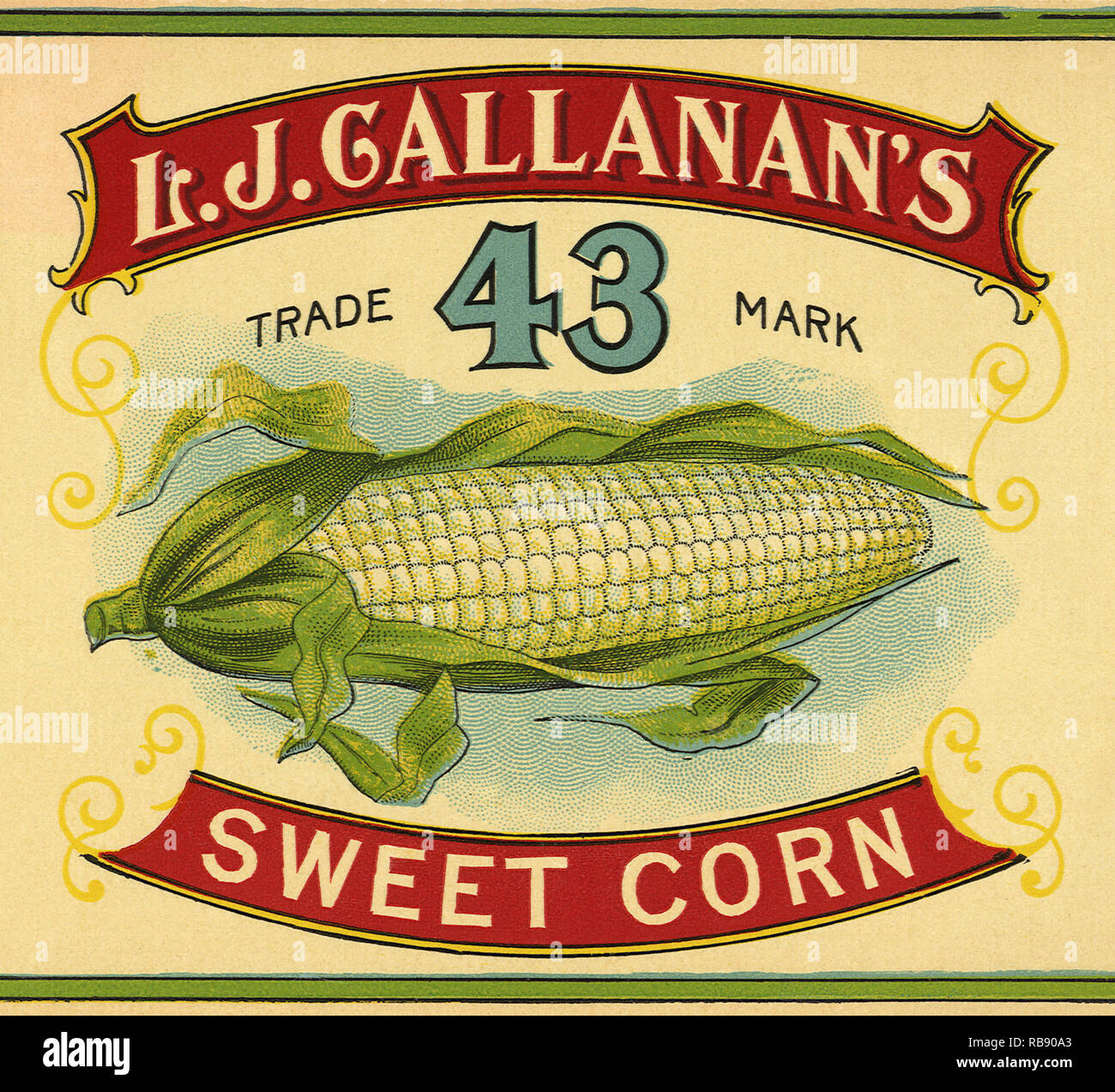 Sweet Corn Label Stock Photo Alamy